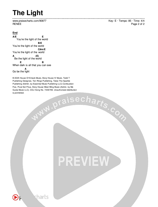 The Light Chords & Lyrics (RENEE)