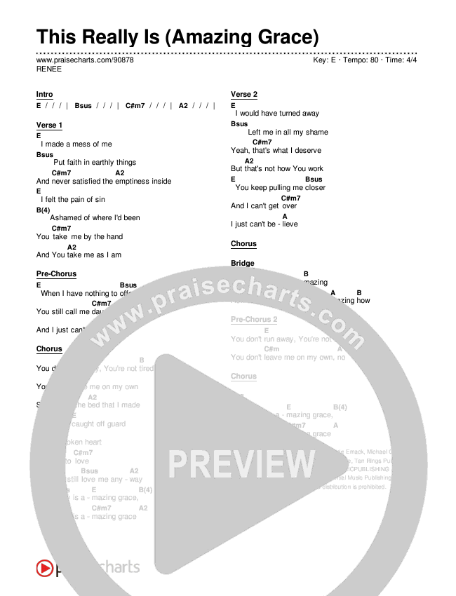 This Really Is (Amazing Grace) Chords & Lyrics (RENEE)