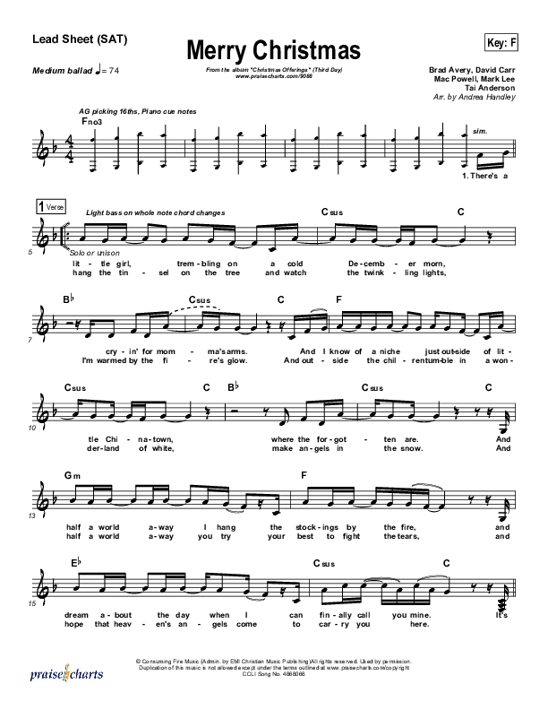 Merry Christmas Lead Sheet (Third Day)