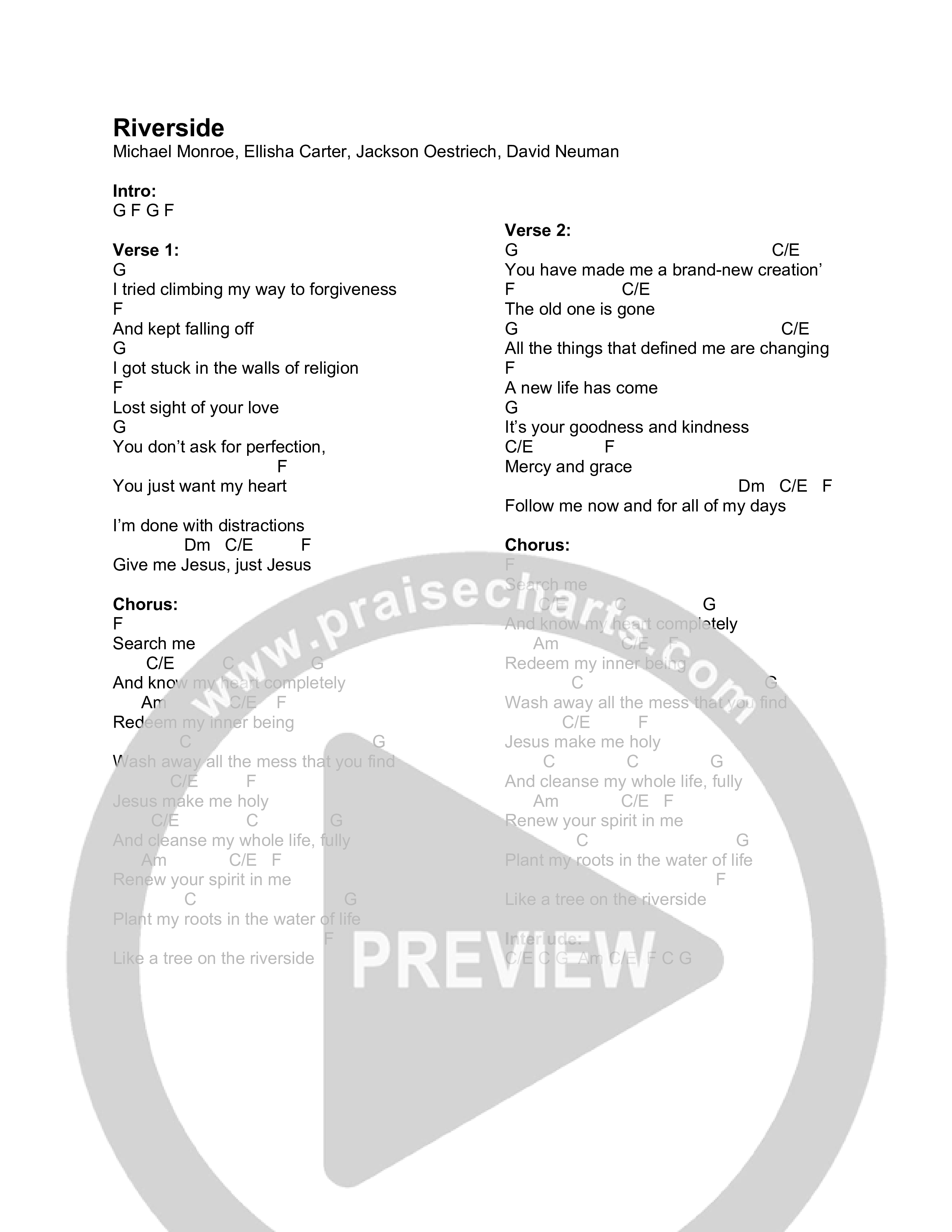 Riverside Chord Chart (Canyon Hills Worship)