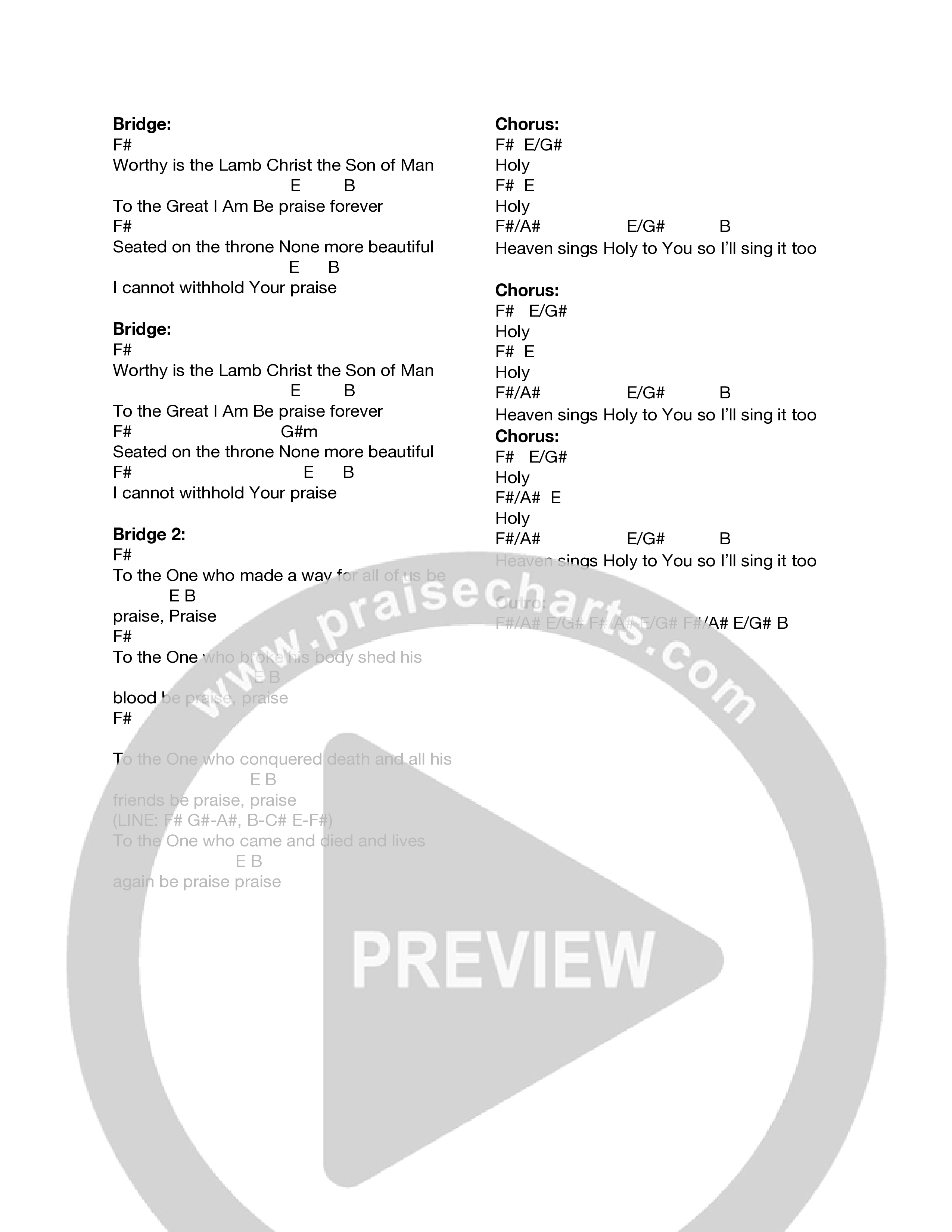 Heaven Sings Holy Chord Chart (Canyon Hills Worship)