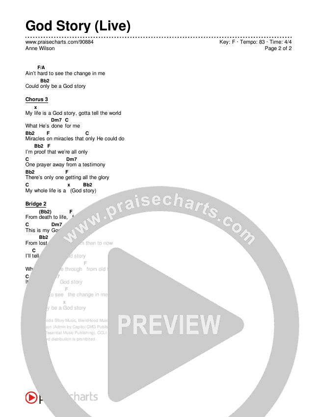 God Story (Live) Chords & Lyrics (Anne Wilson)
