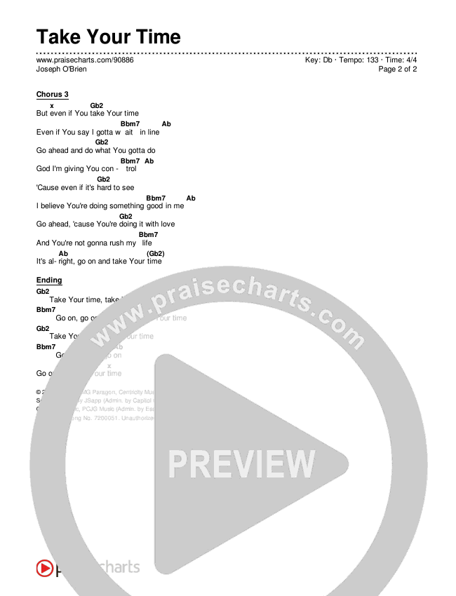 Take Your Time Chords & Lyrics (Joseph O'Brien)