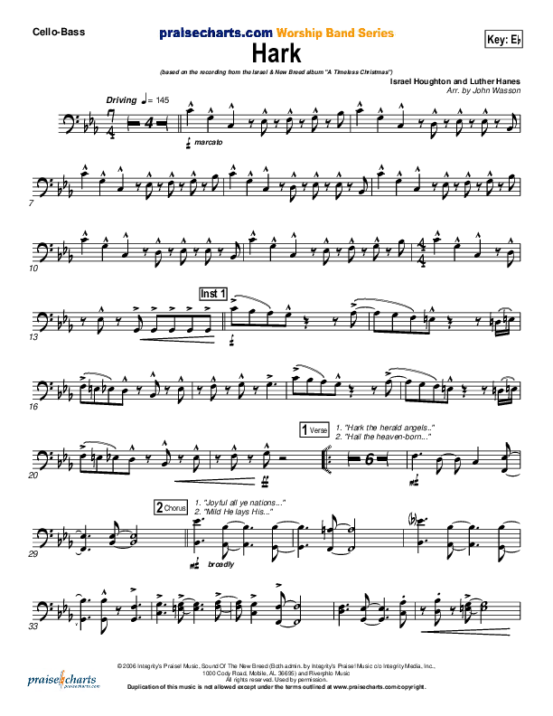 Hark Cello/Bass (Israel Houghton)