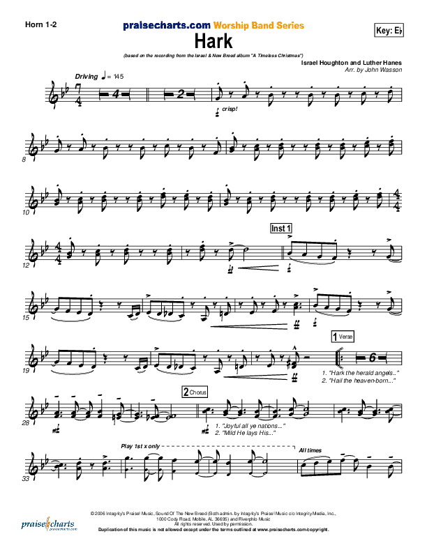 Hark French Horn 1/2 (Israel Houghton)