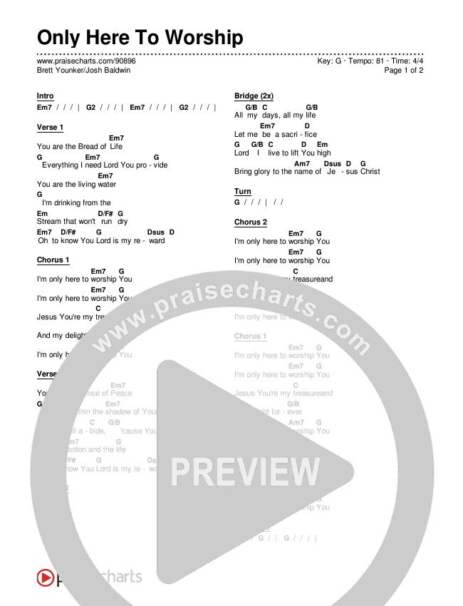 Only Here To Worship Chords & Lyrics (Brett Younker / Josh Baldwin)