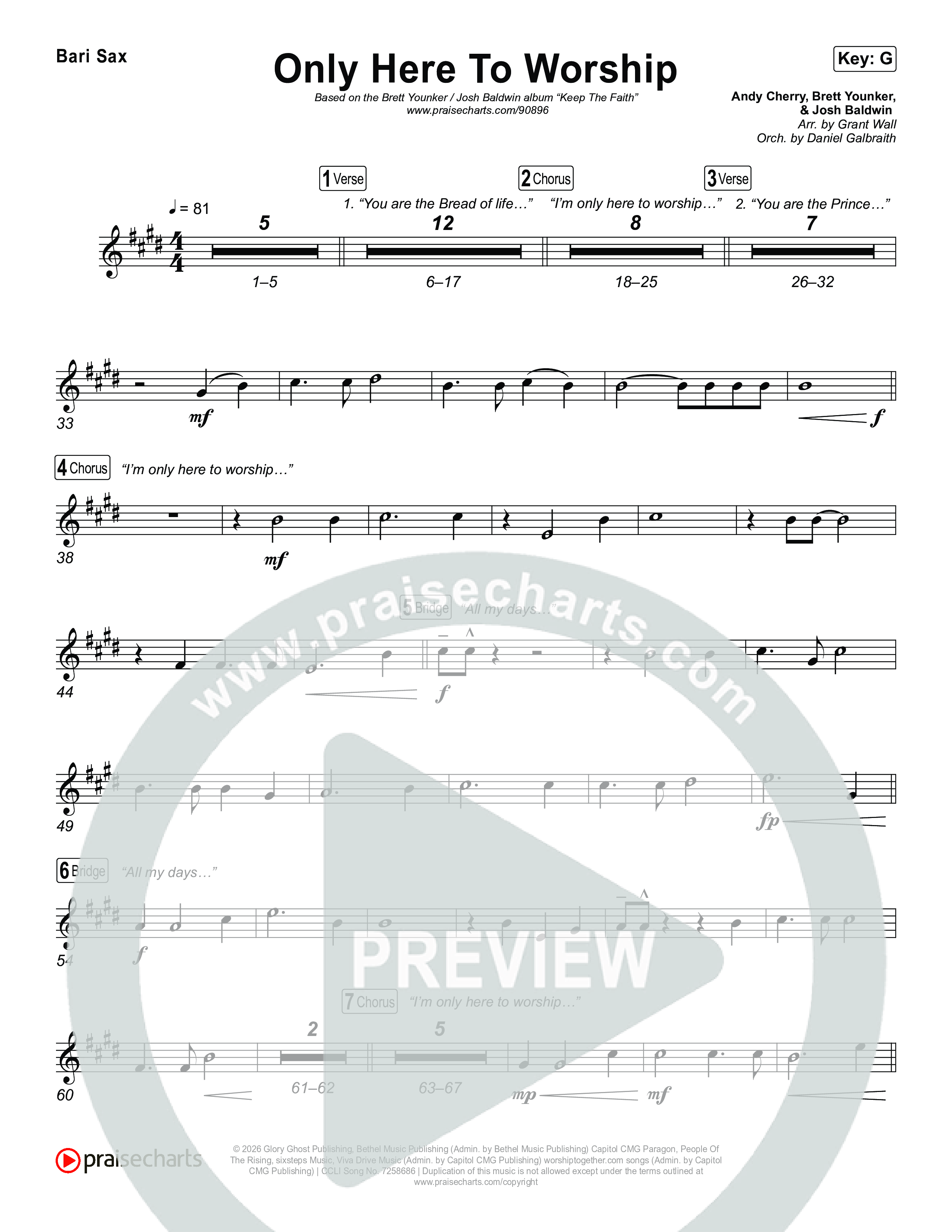 Only Here To Worship Bari Sax (Brett Younker / Josh Baldwin)