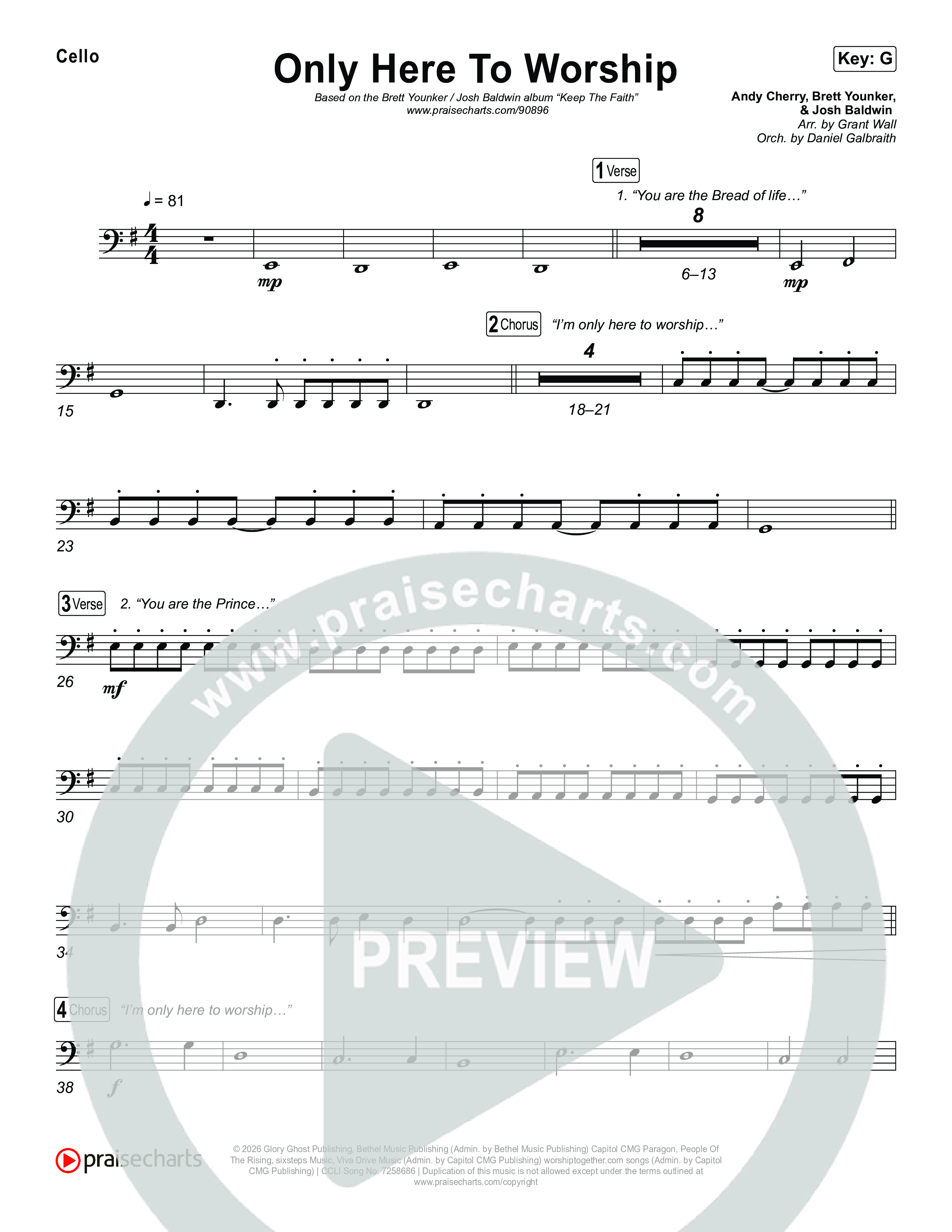 Only Here To Worship Cello (Brett Younker / Josh Baldwin)