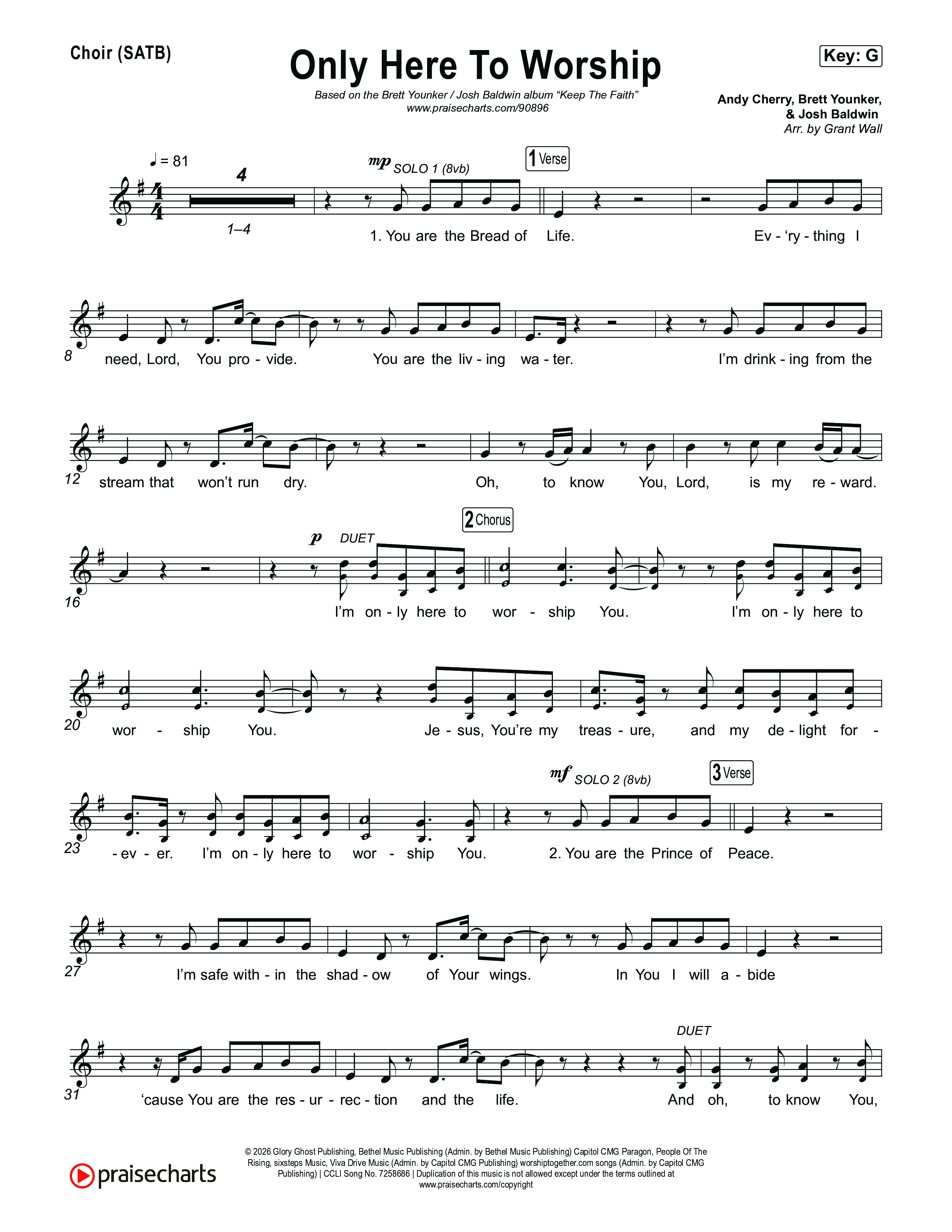 Only Here To Worship Choir Sheet (SATB) (Brett Younker / Josh Baldwin)