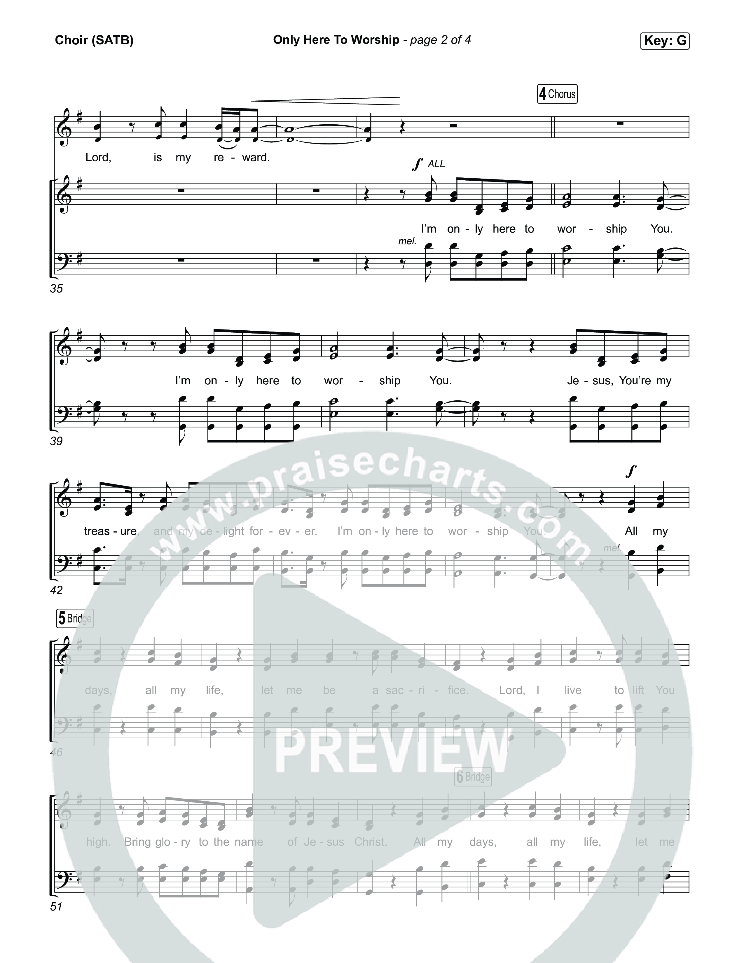 Only Here To Worship Choir Sheet (SATB) (Brett Younker / Josh Baldwin)