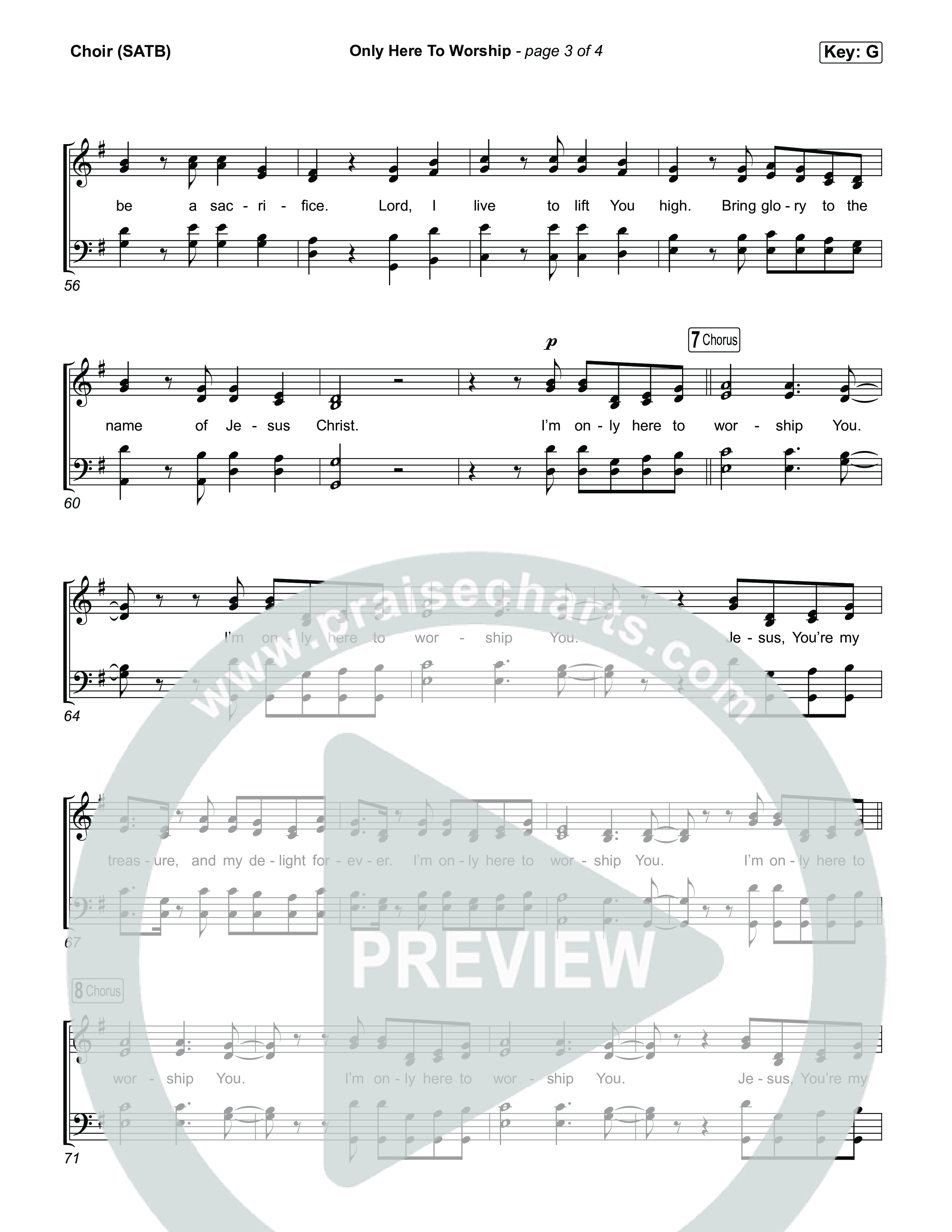 Only Here To Worship Choir Sheet (SATB) (Brett Younker / Josh Baldwin)