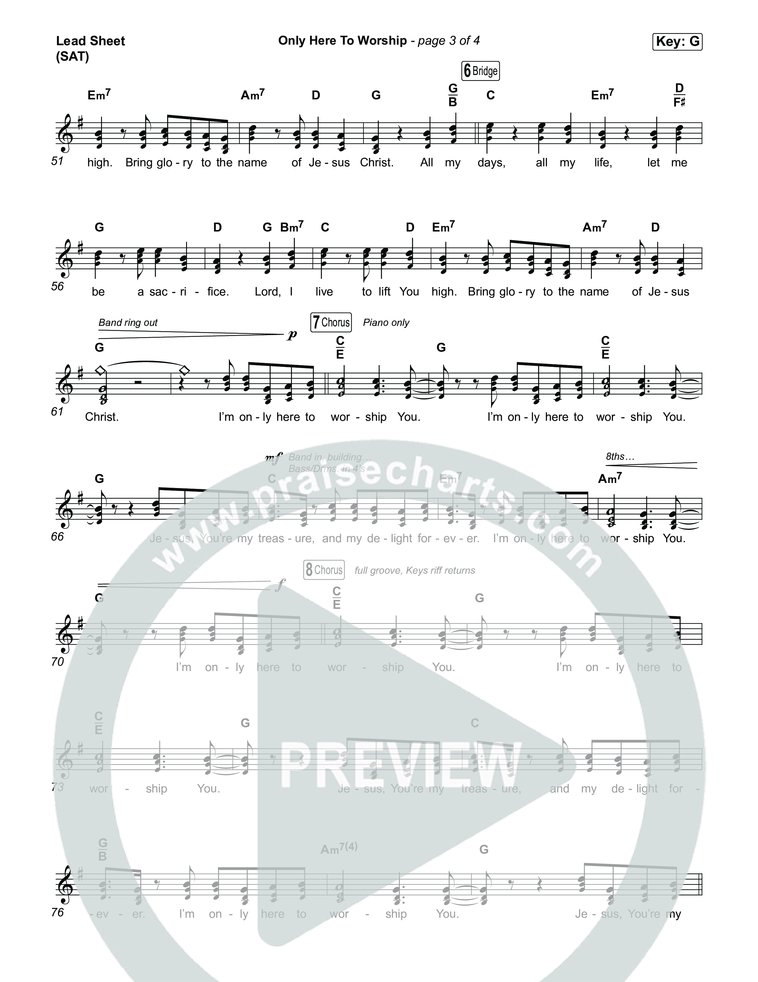 Only Here To Worship Lead Sheet (SAT) (Brett Younker / Josh Baldwin)