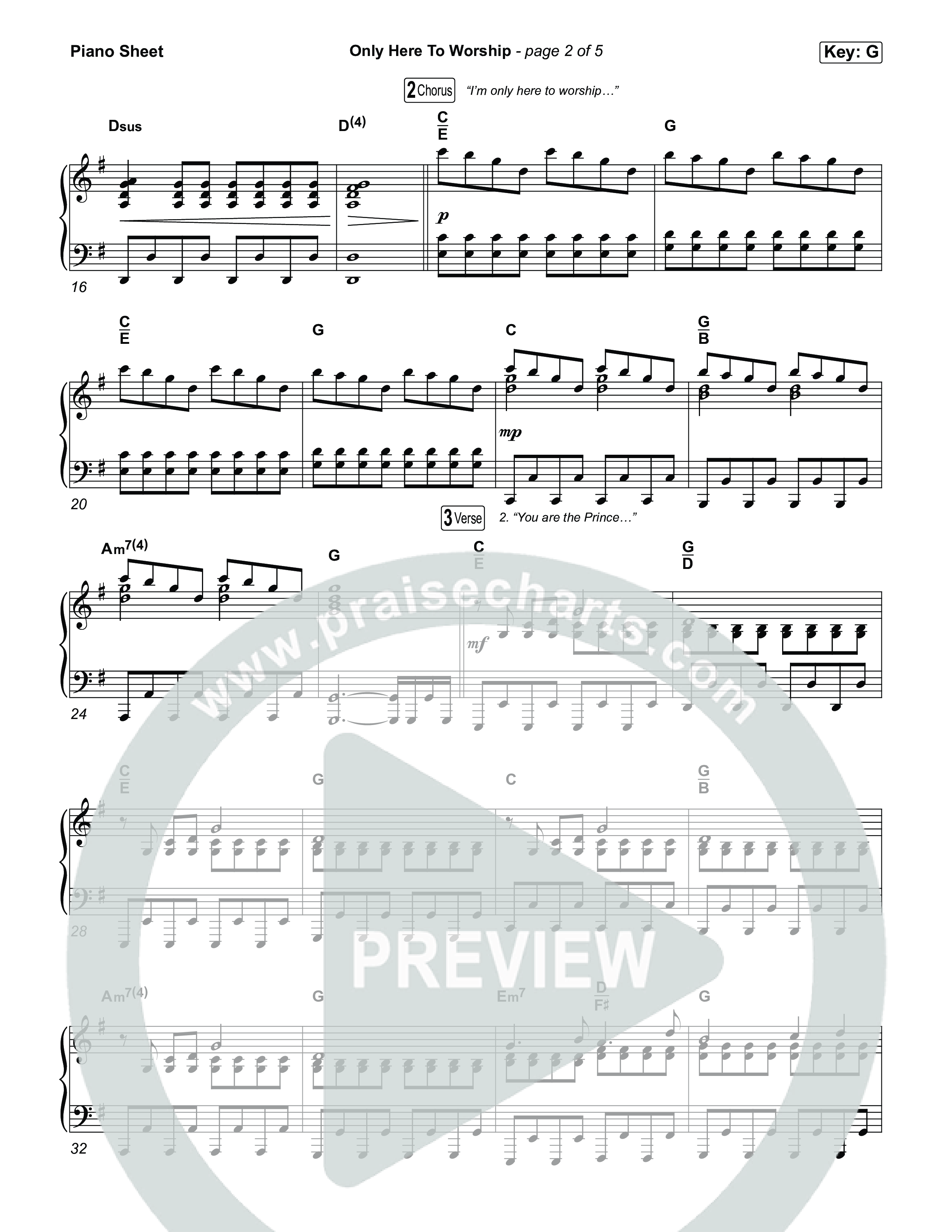Only Here To Worship Piano Sheet (Brett Younker / Josh Baldwin)