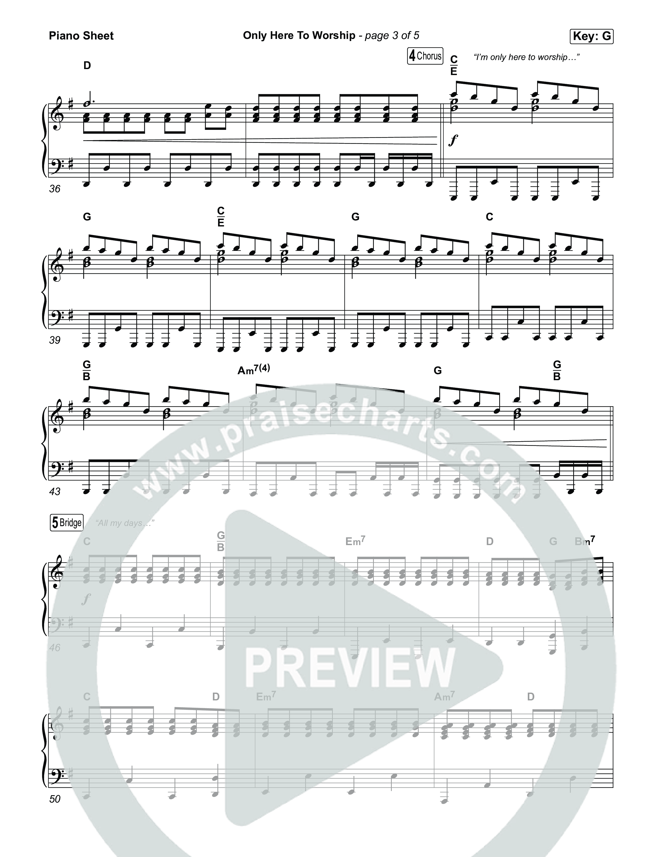 Only Here To Worship Piano Sheet (Brett Younker / Josh Baldwin)