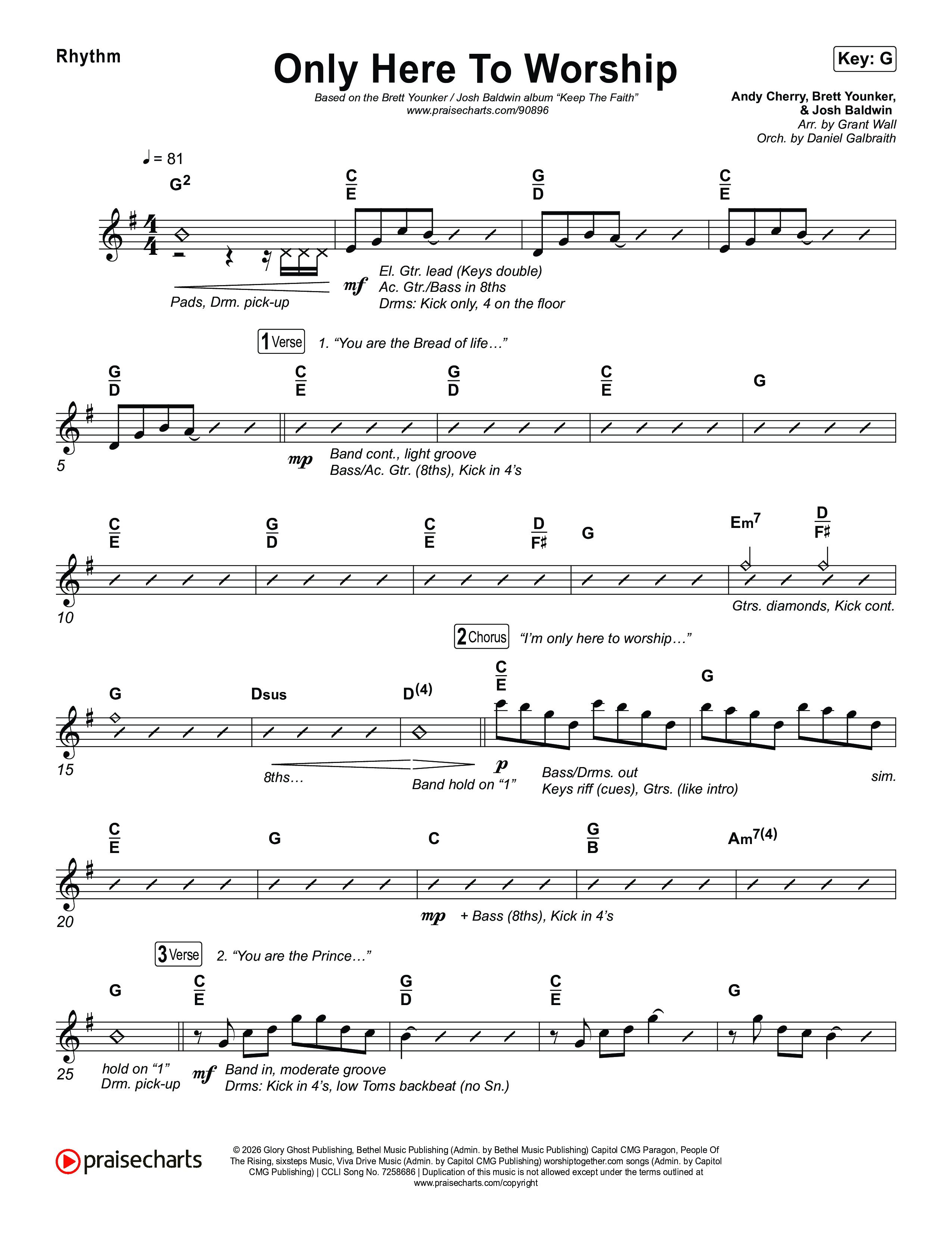 Only Here To Worship Rhythm Chart (Brett Younker / Josh Baldwin)