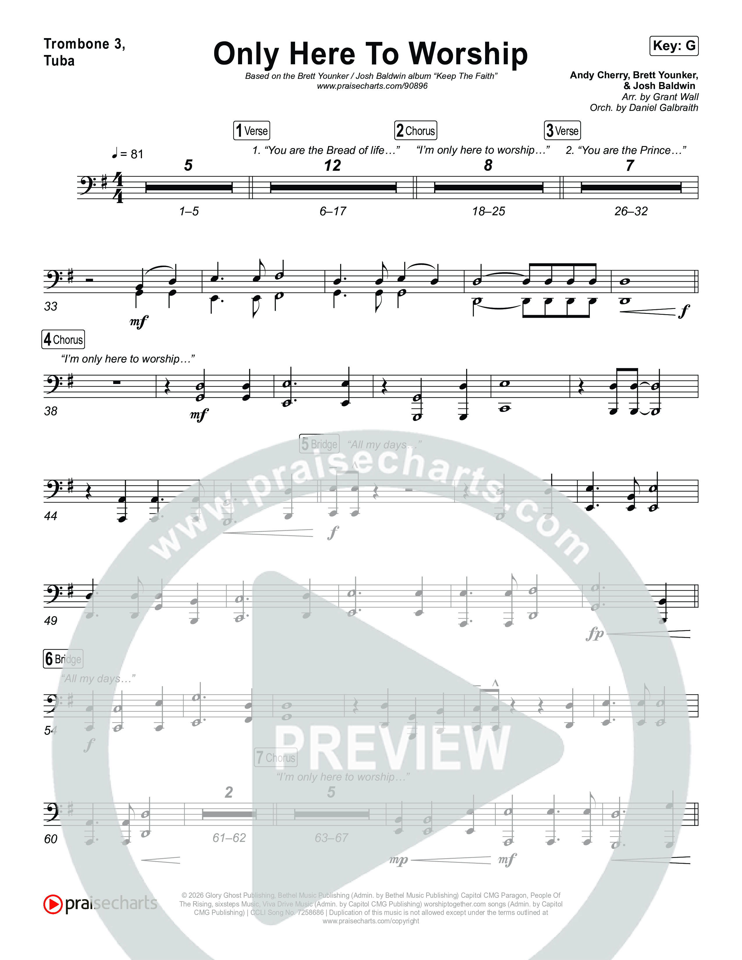 Only Here To Worship Trombone 3/Tuba (Brett Younker / Josh Baldwin)