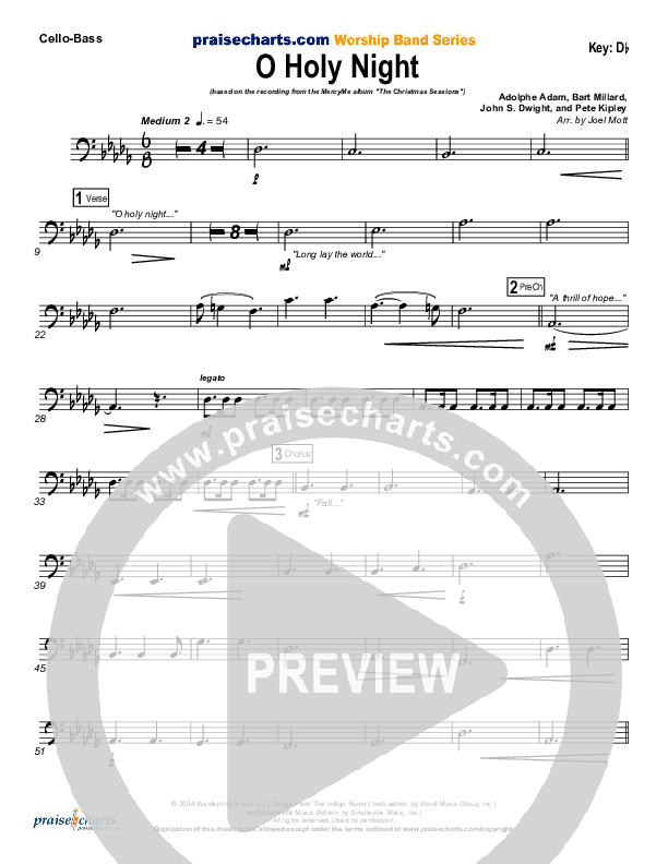 O Holy Night Cello/Bass (MercyMe)