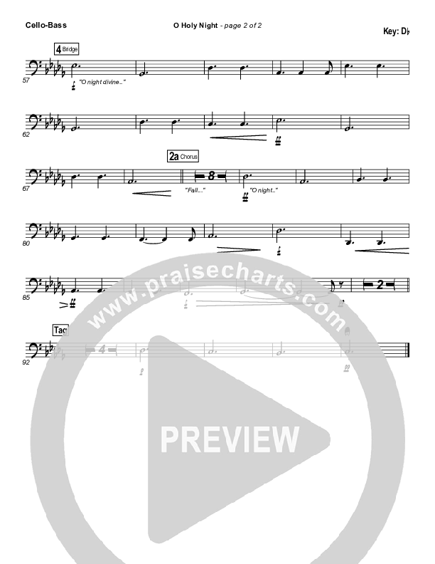 O Holy Night Cello/Bass (MercyMe)