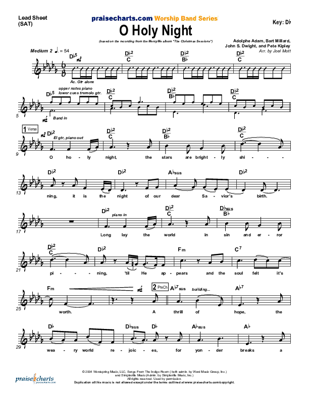 O Holy Night Lead Sheet (MercyMe)