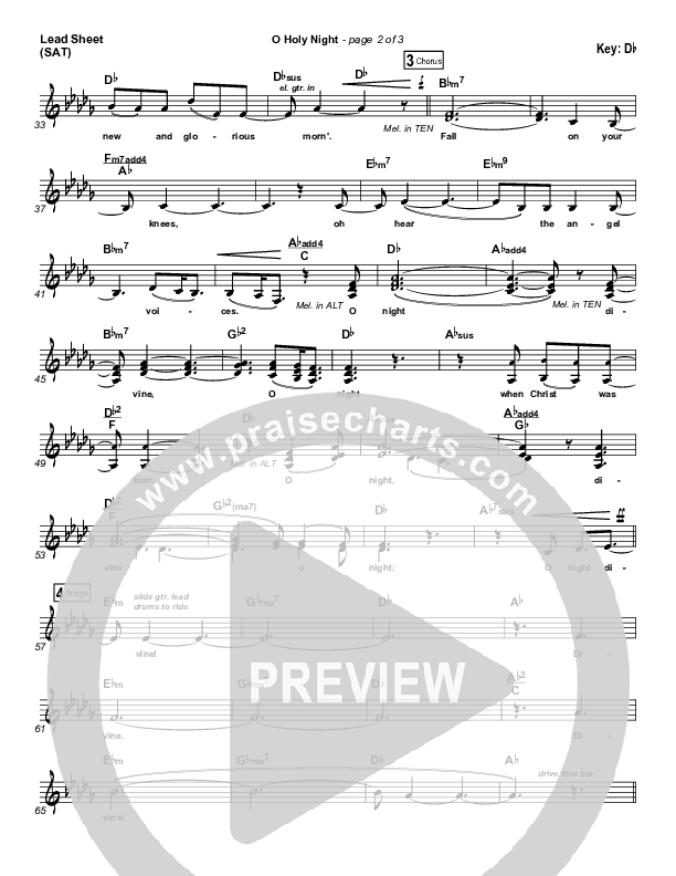 O Holy Night Lead Sheet (SAT) (MercyMe)