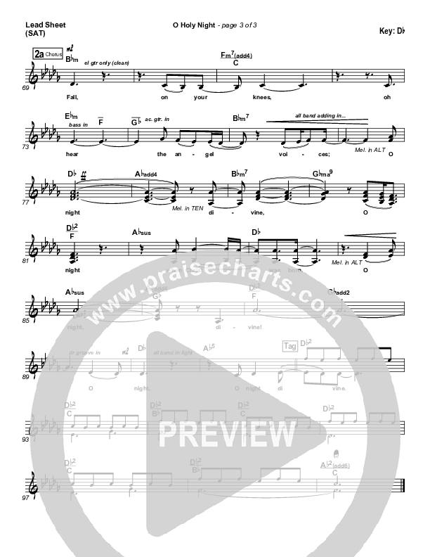 O Holy Night Lead Sheet (SAT) (MercyMe)