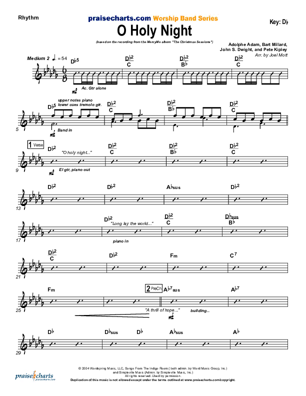 O Holy Night Rhythm Chart (MercyMe)