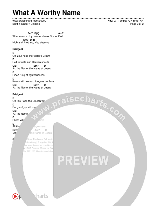 What A Worthy Name Chords & Lyrics (Brett Younker / Chidima)