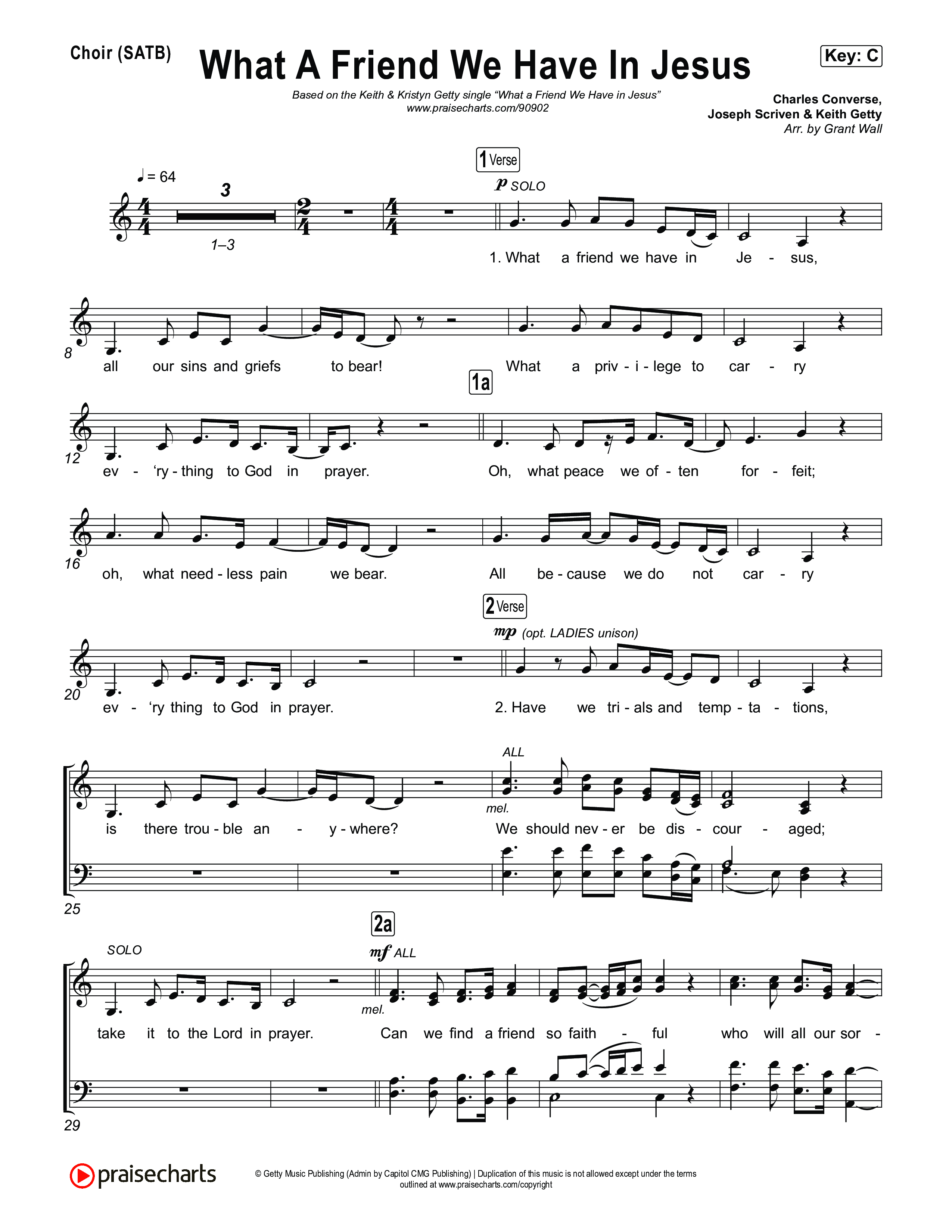 What A Friend We Have In Jesus Choir Sheet (SATB) (Keith & Kristyn Getty)