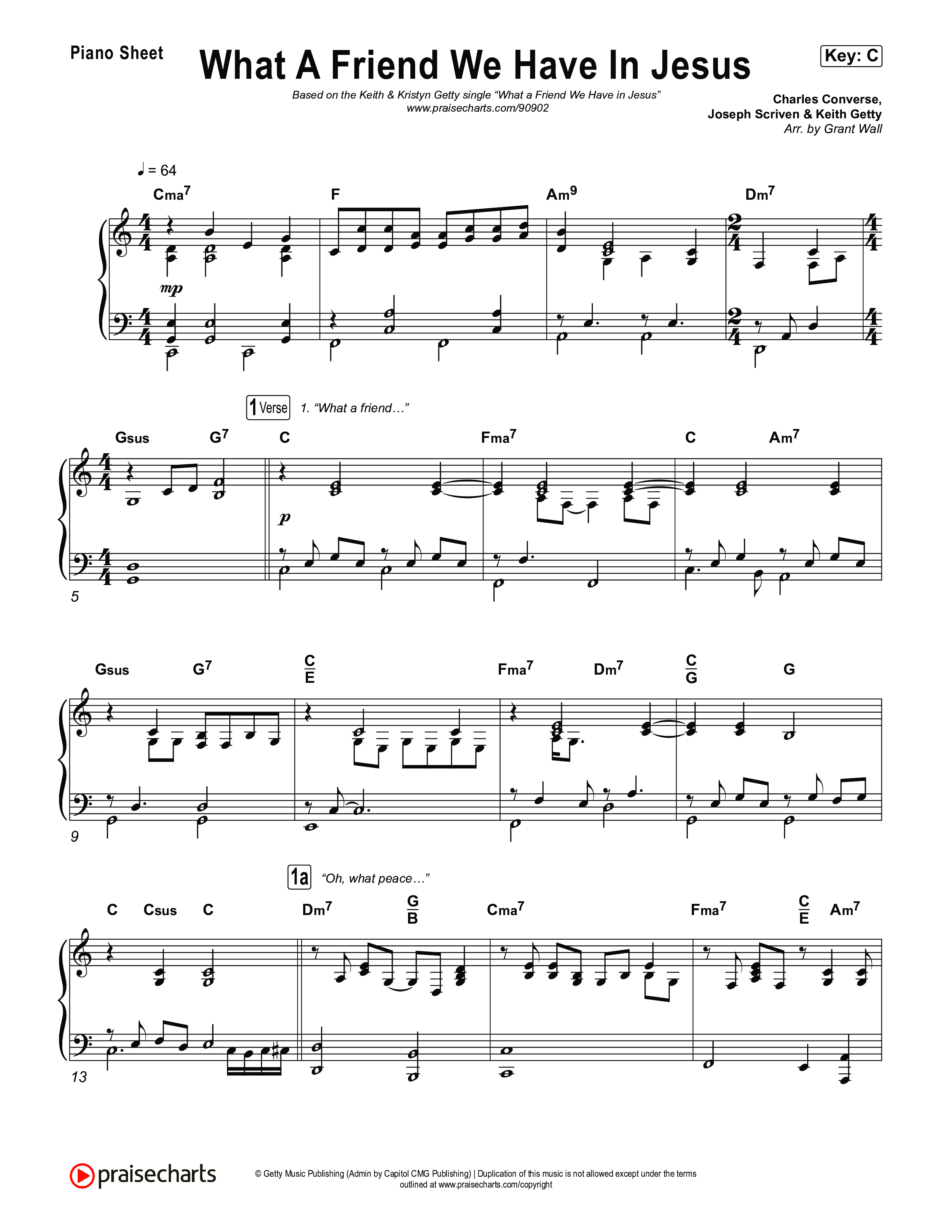What A Friend We Have In Jesus Piano Sheet (Keith & Kristyn Getty)