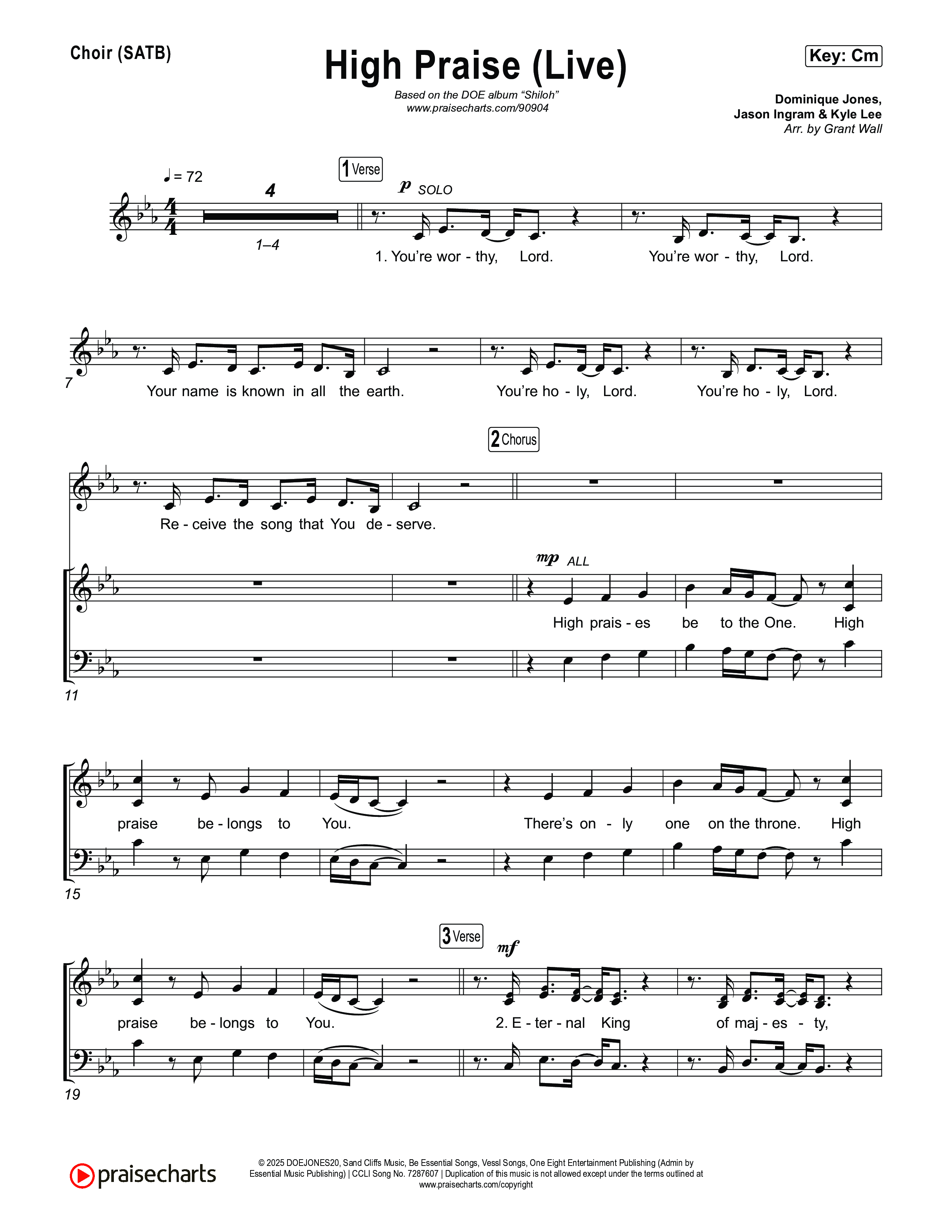 High Praise (Live) Choir Sheet (SATB) (DOE)