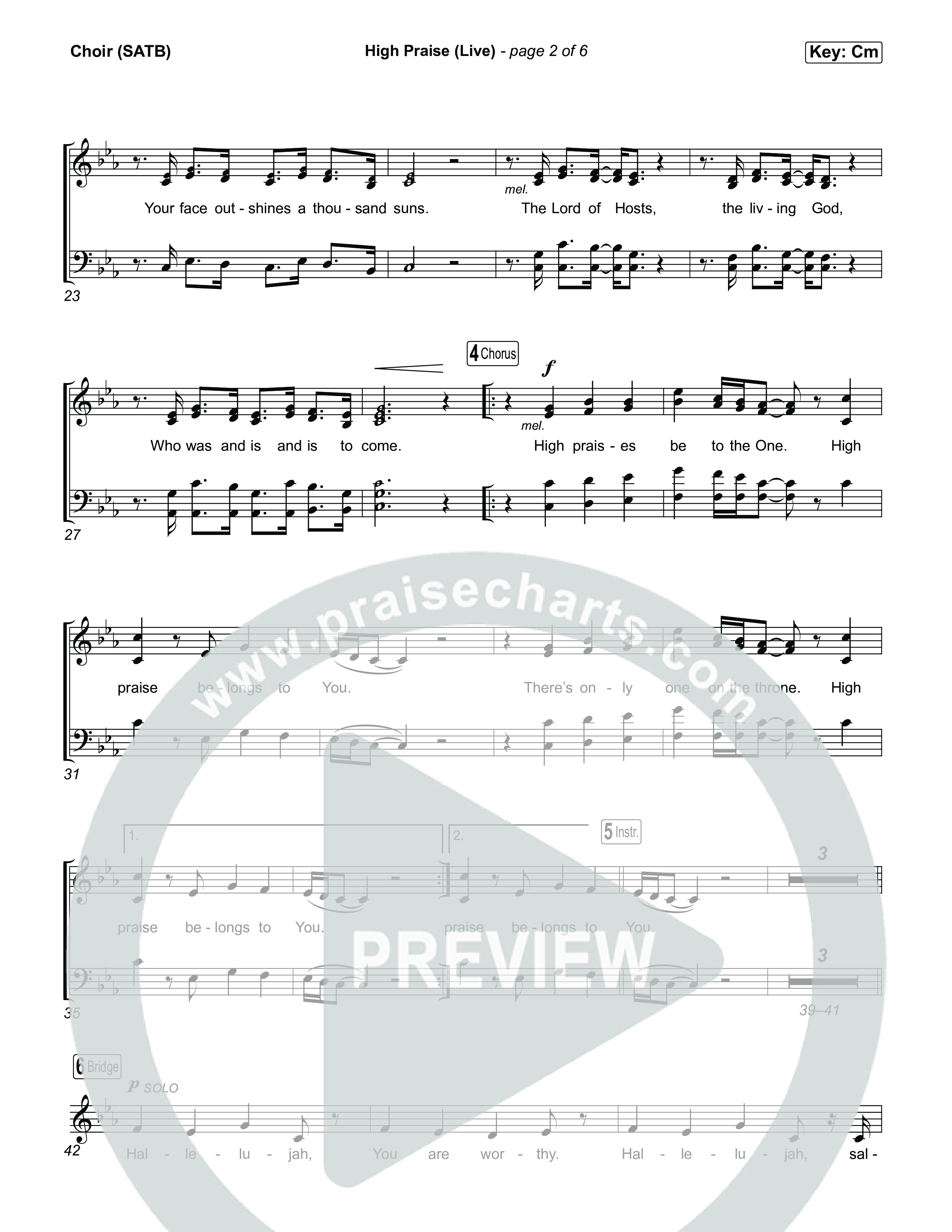 High Praise (Live) Choir Sheet (SATB) (DOE)