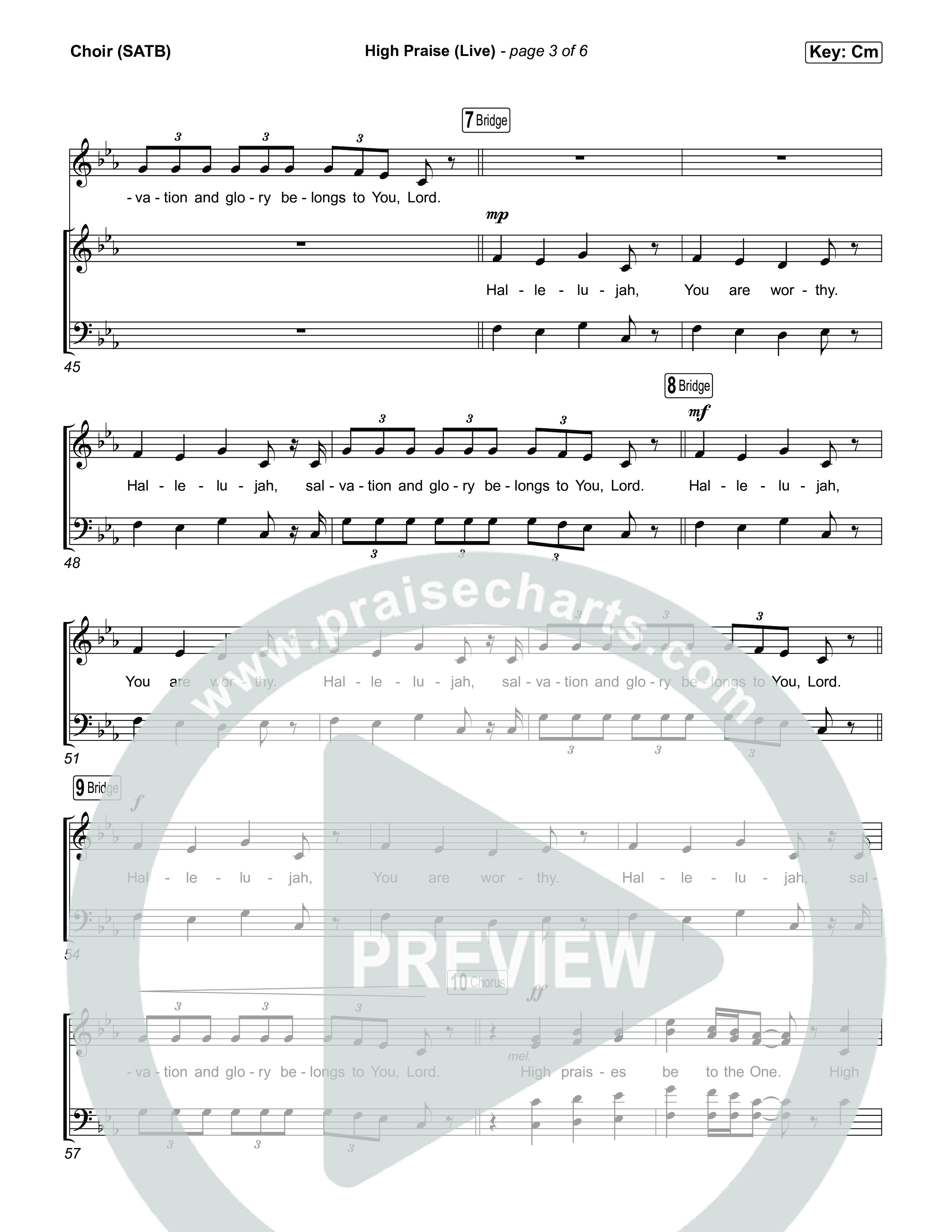 High Praise (Live) Choir Sheet (SATB) (DOE)