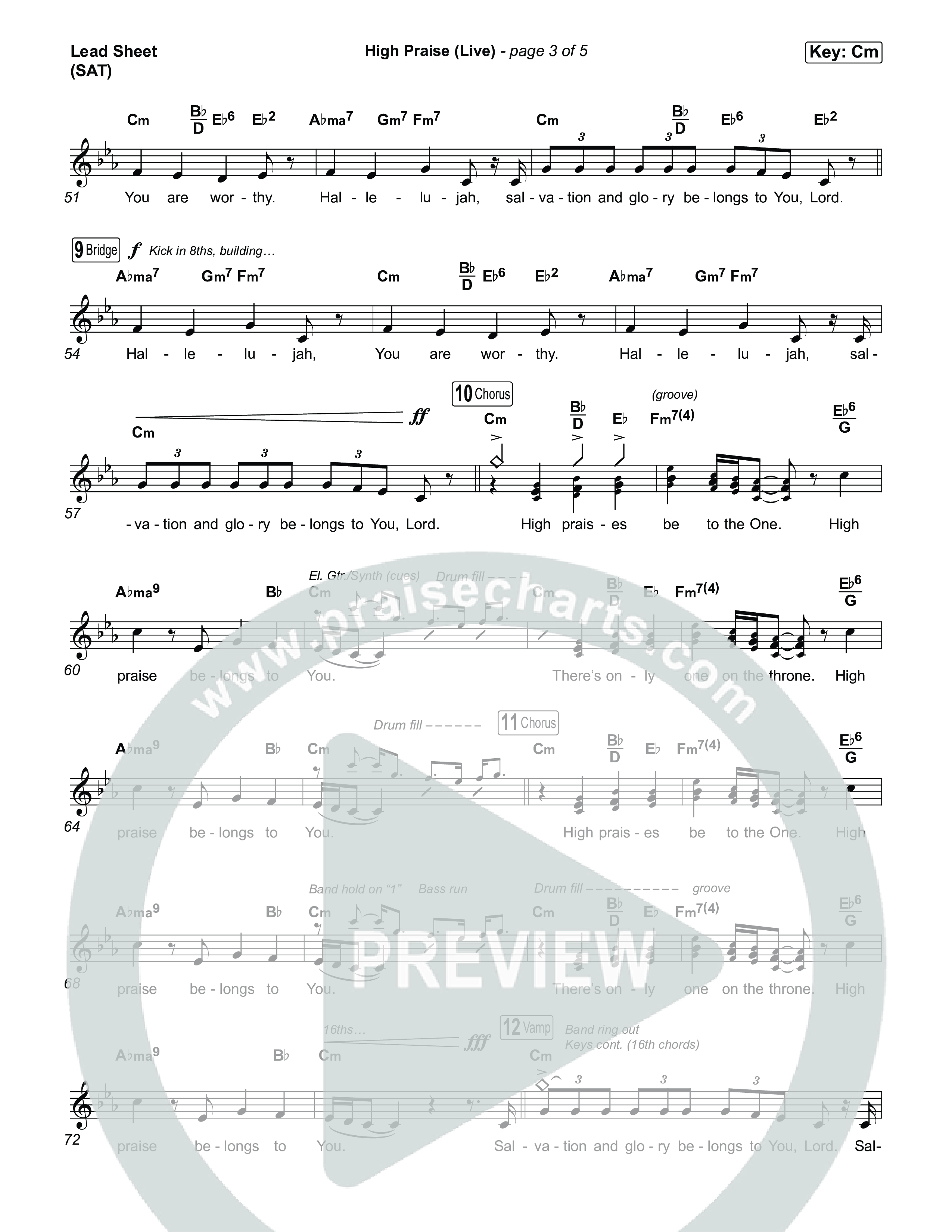 High Praise (Live) Lead Sheet (SAT) (DOE)