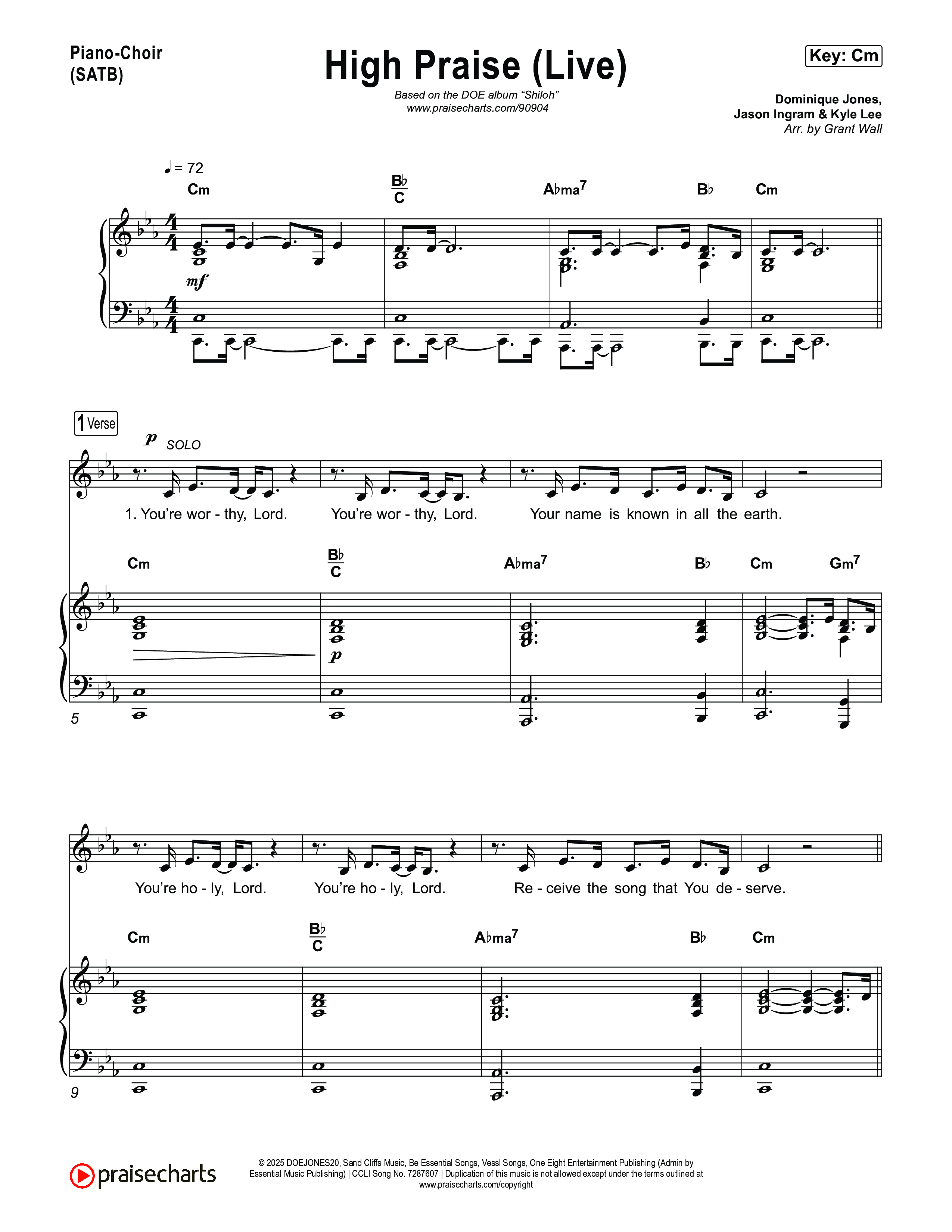 High Praise (Live) Piano/Vocal (SATB) (DOE)