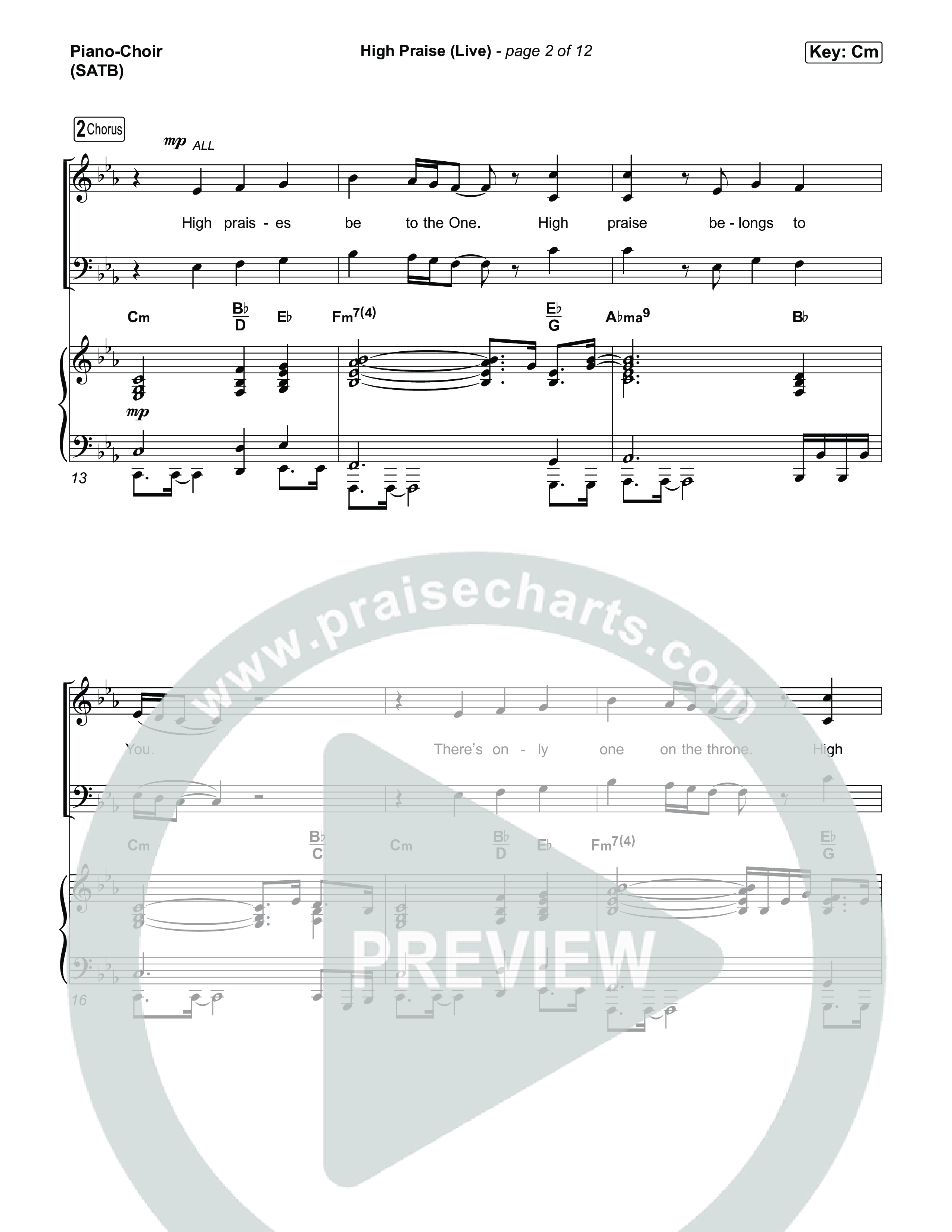 High Praise (Live) Piano/Vocal (SATB) (DOE)