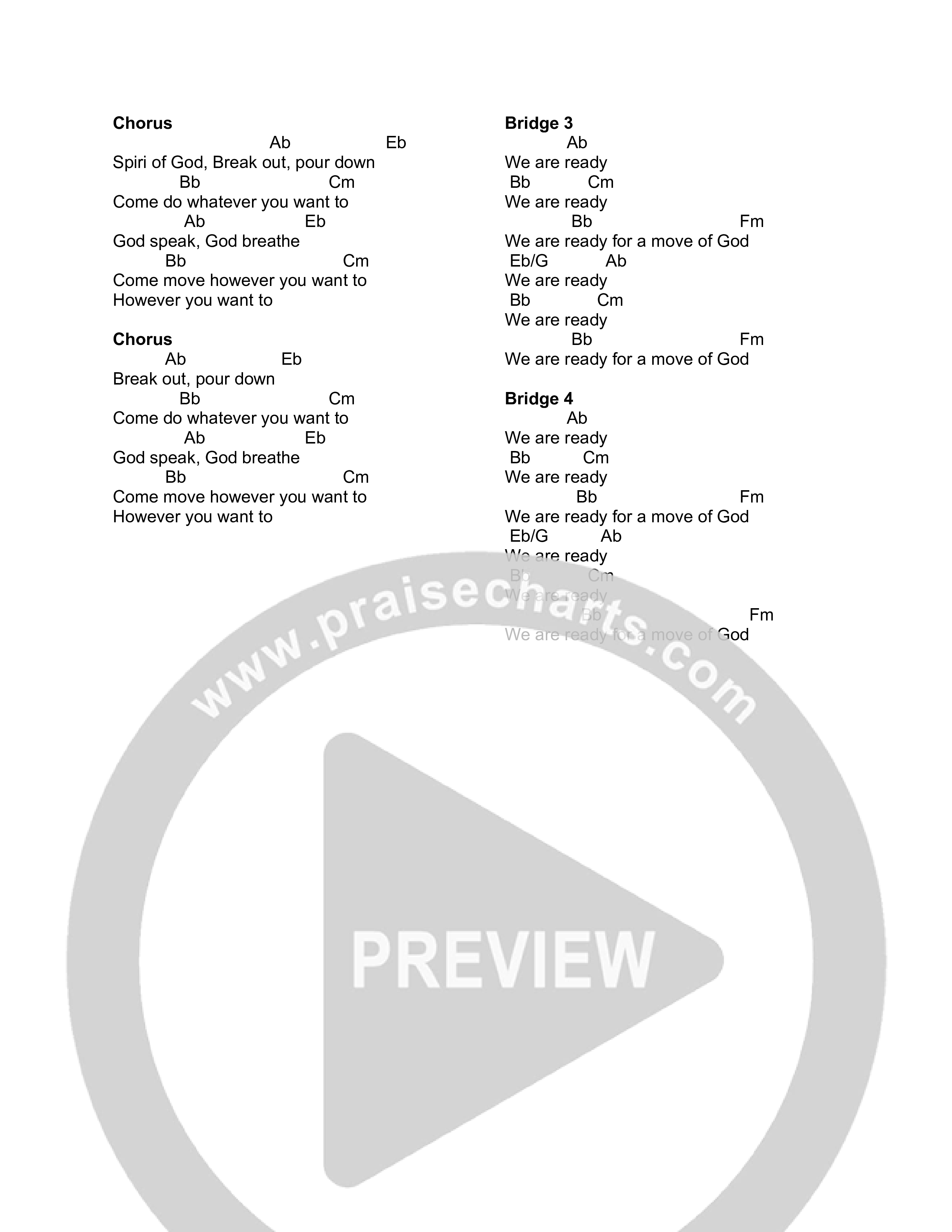 Break Out Chord Chart (Canyon Hills Worship)