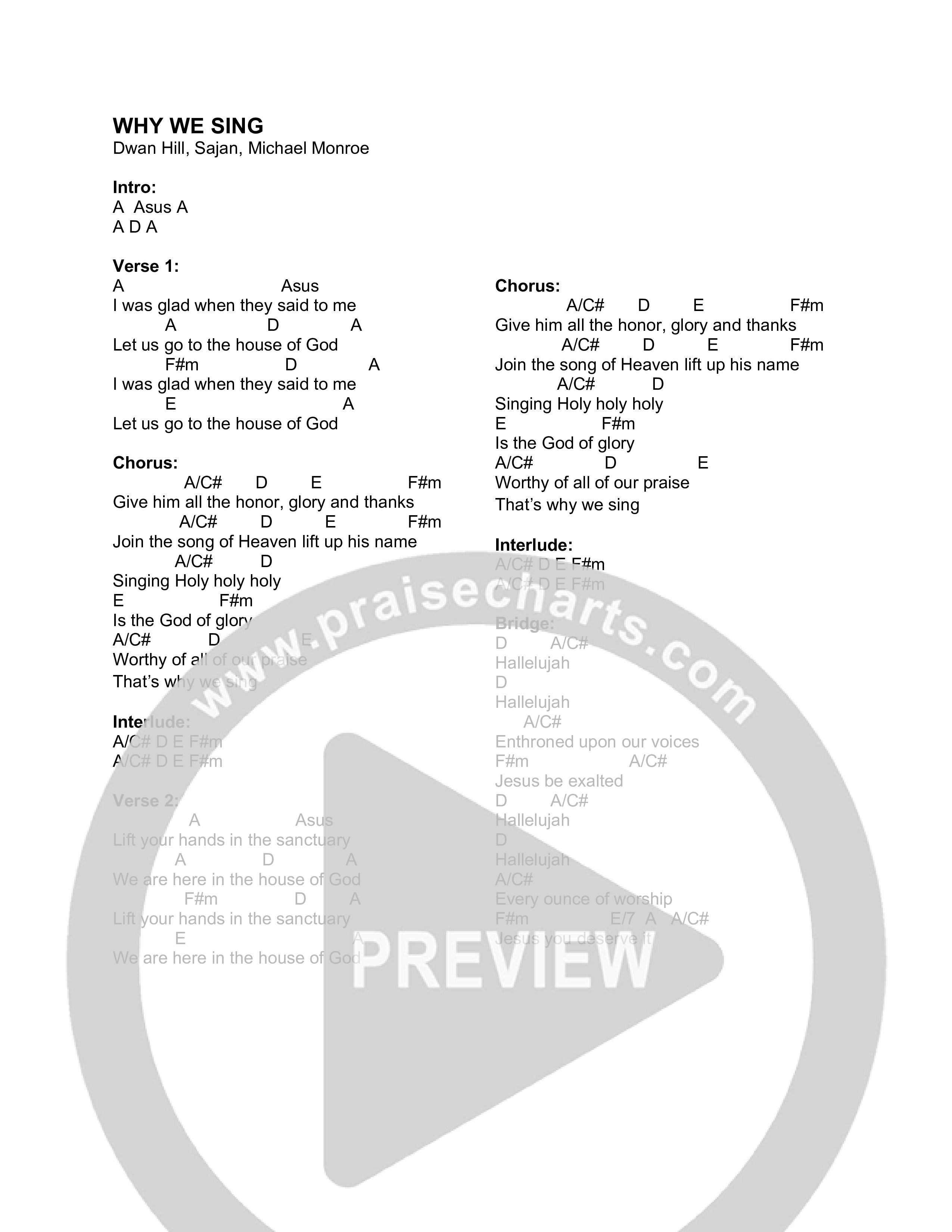 That's Why We Sing Chord Chart (Canyon Hills Worship)