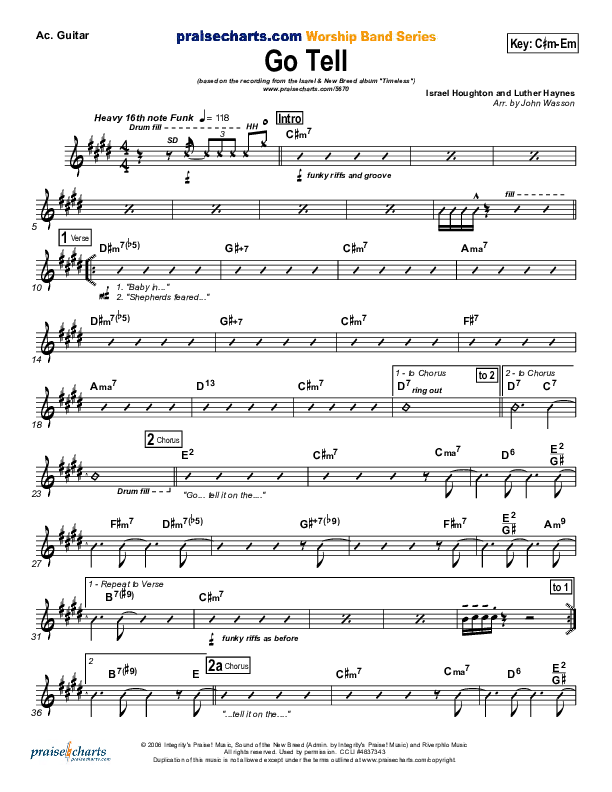 Go Tell Acoustic Guitar (Israel Houghton)