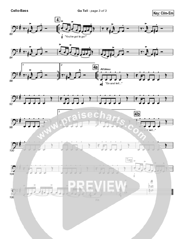 Go Tell Cello/Bass (Israel Houghton)