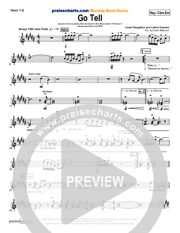 Go Tell French Horn 1/2 (Israel Houghton)