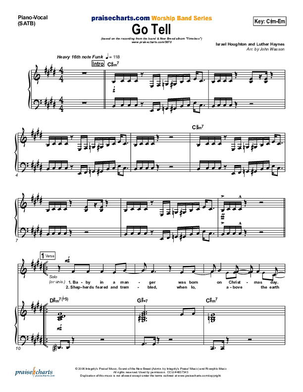 Go Tell Piano/Vocal (Israel Houghton)