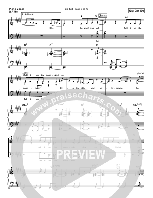 Go Tell Piano/Vocal (SATB) (Israel Houghton)