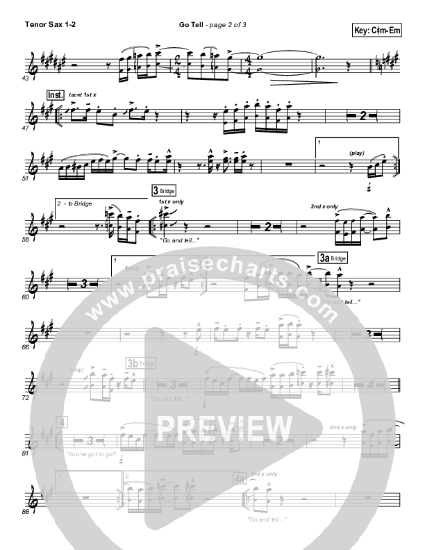 Go Tell Tenor Sax 1/2 (Israel Houghton)