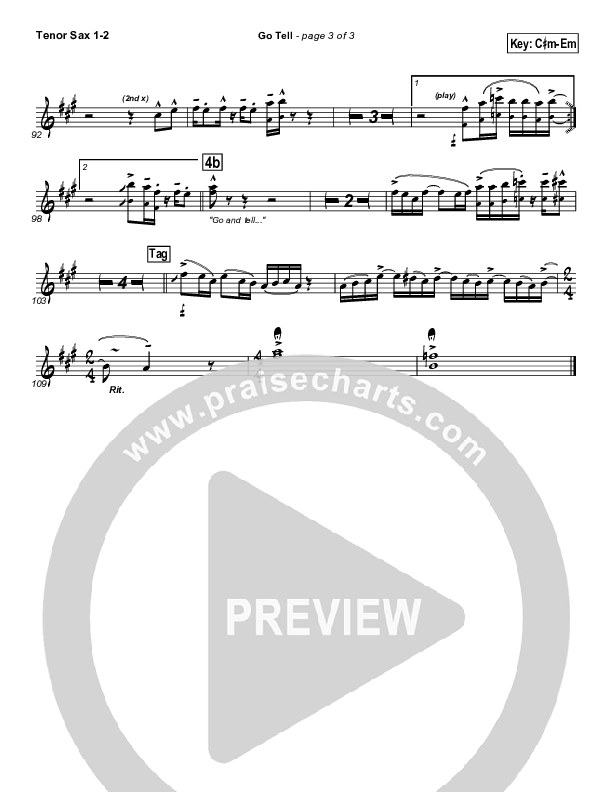 Go Tell Tenor Sax 1/2 (Israel Houghton)