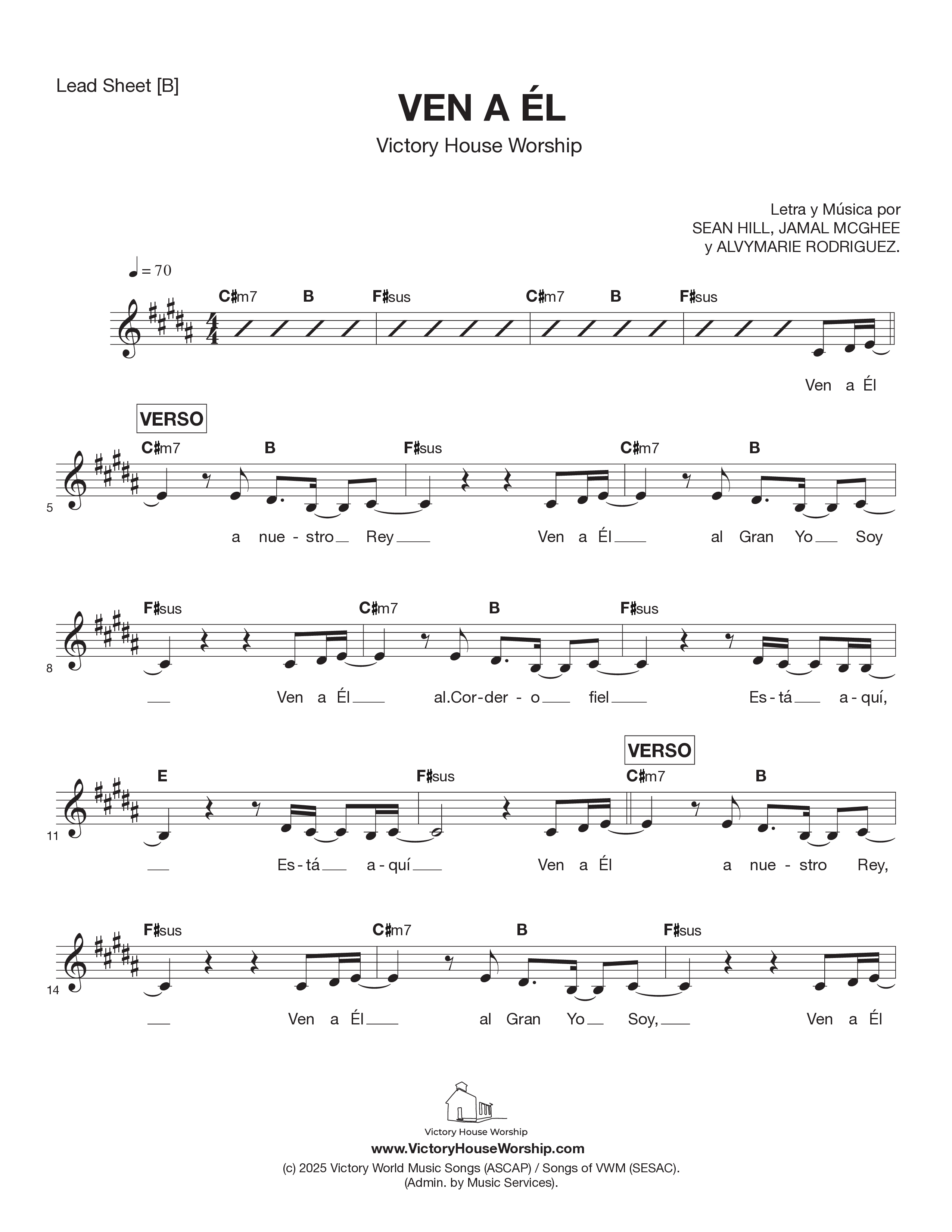 Ven a Él Lead Sheet Melody (Victory House Worship)