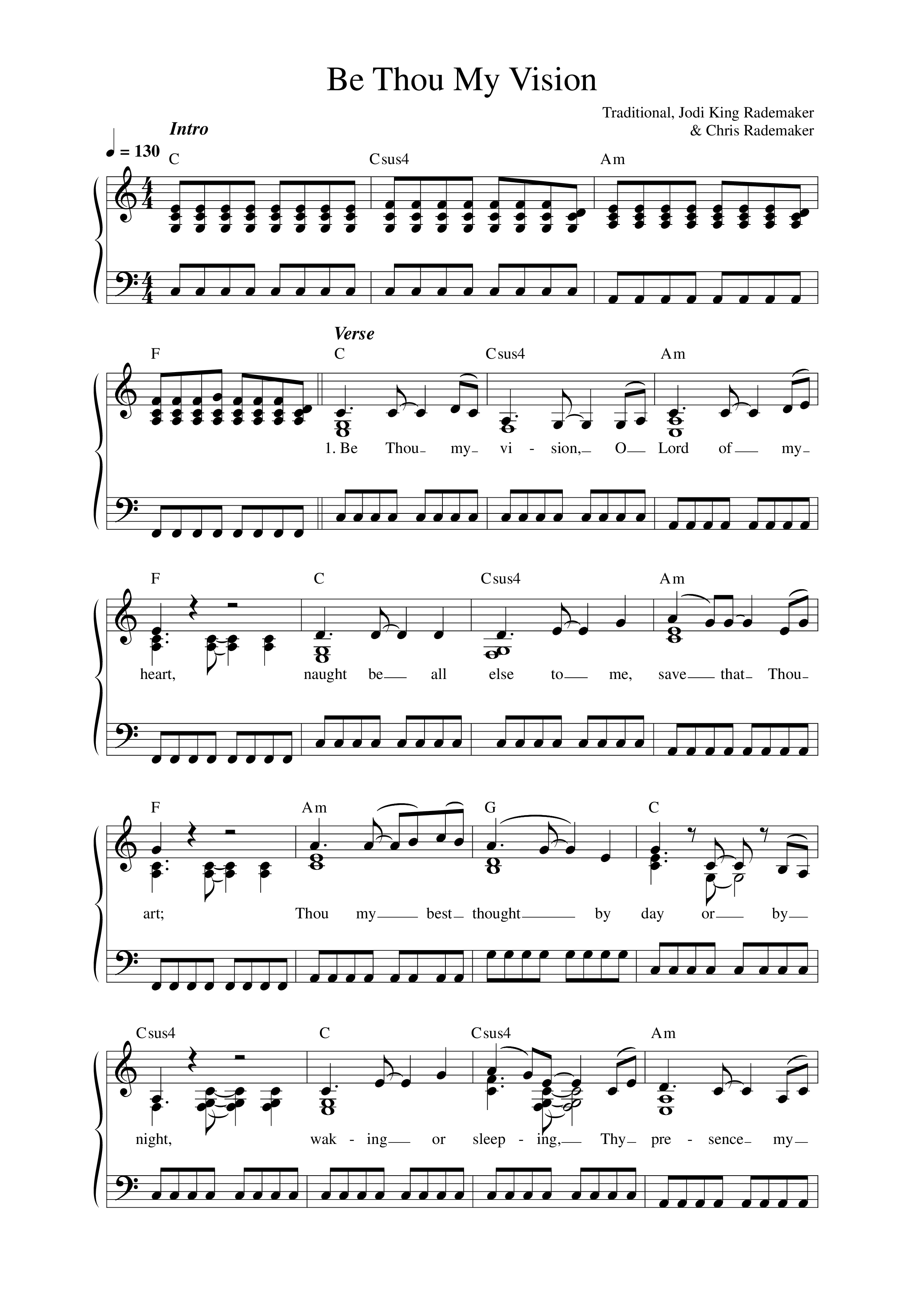 Be Thou My Vision Lead Sheet Melody (Love & The Outcome / Integrity Worship)