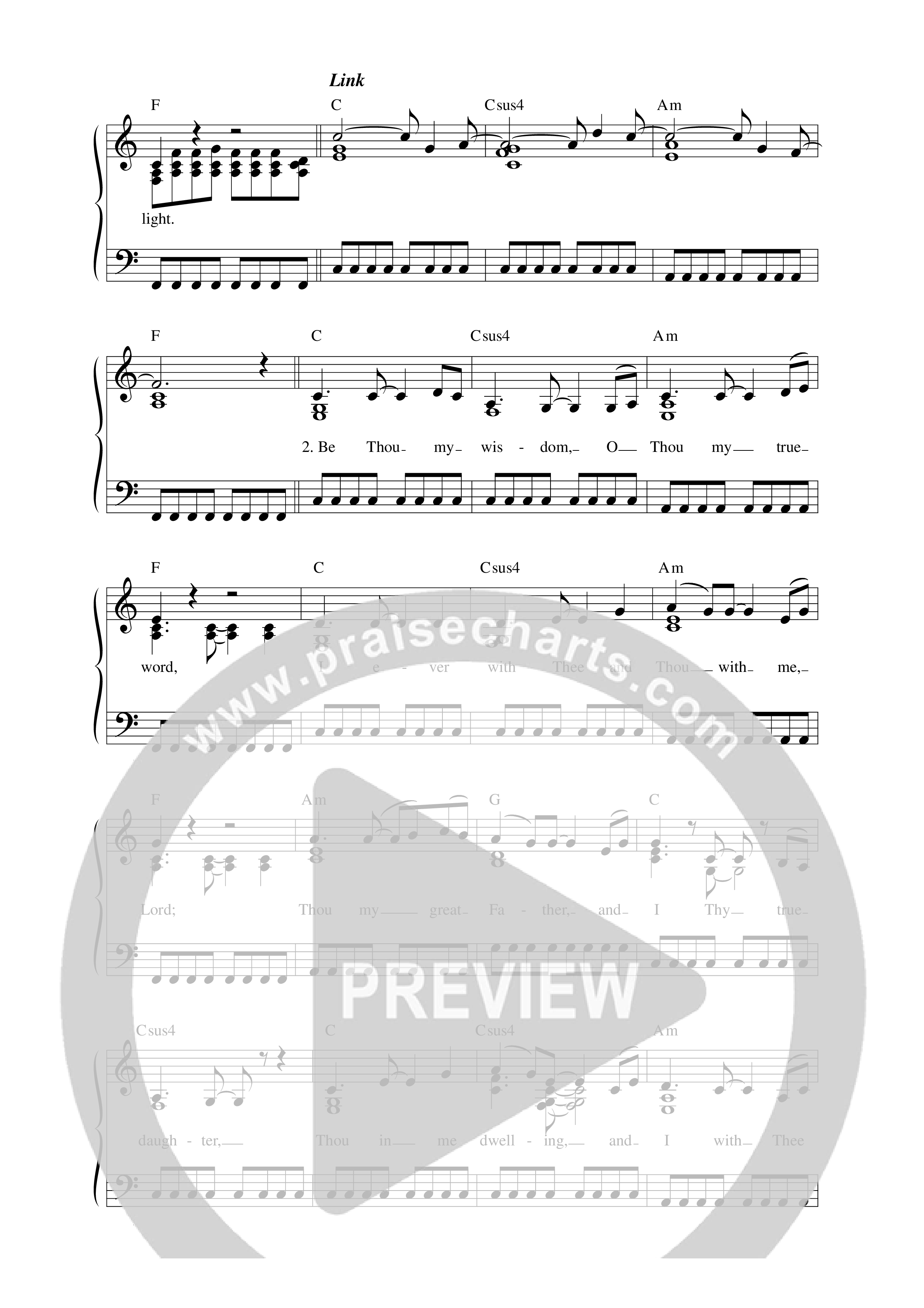 Be Thou My Vision Lead Sheet Melody (Love & The Outcome / Integrity Worship)