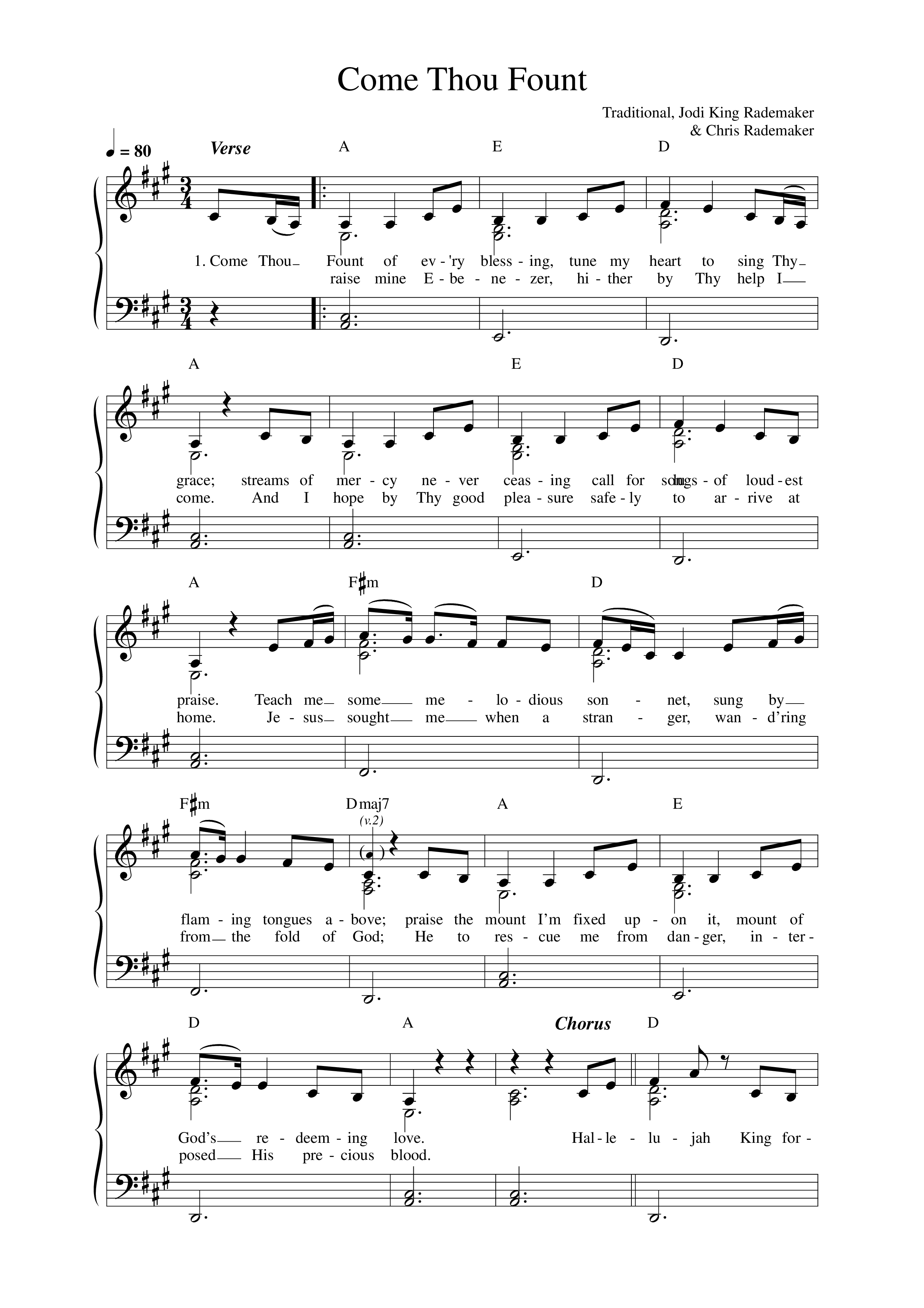 Come Thou Fount Lead Sheet Melody (Love & The Outcome / Integrity Worship)