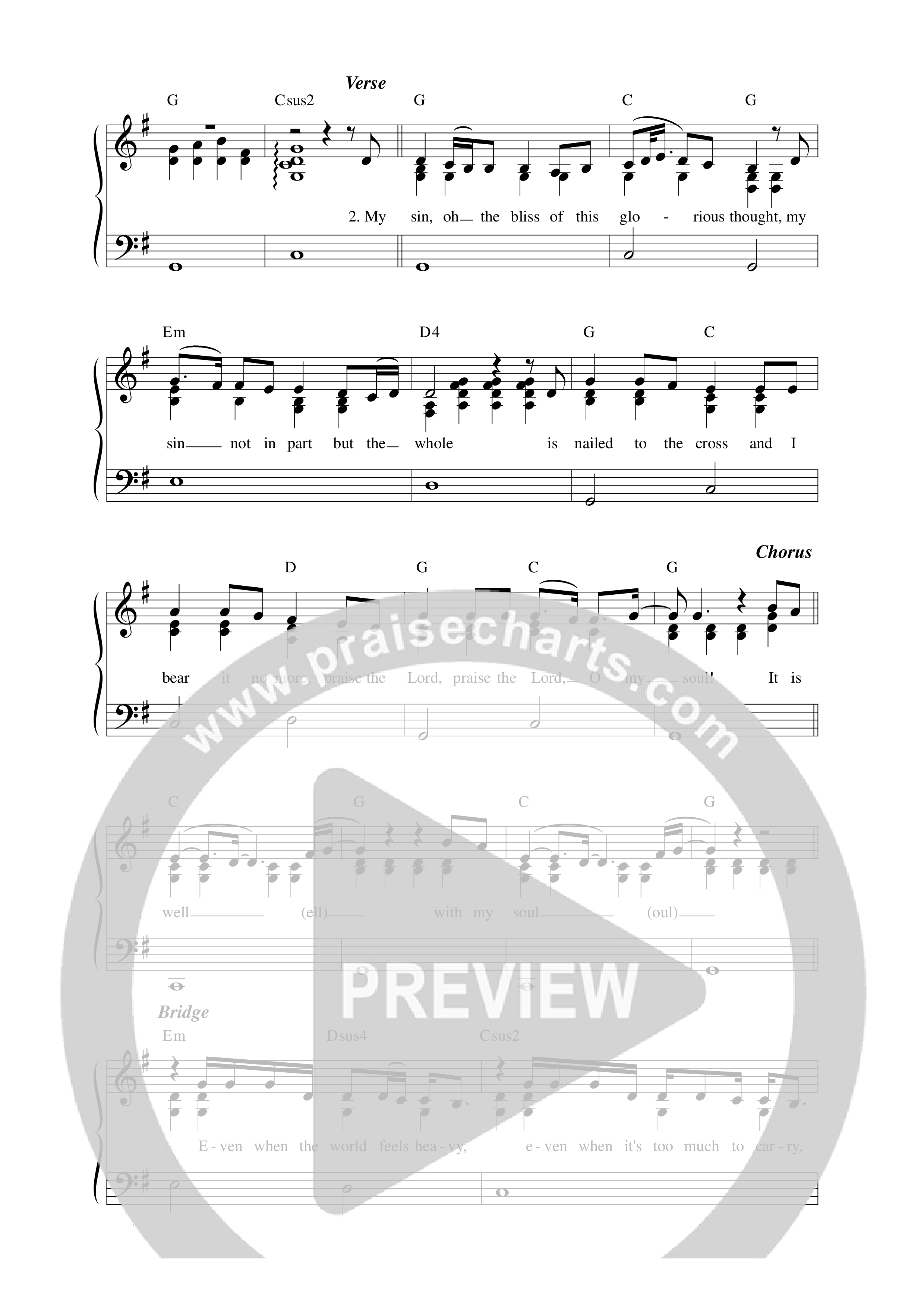 It Is Well Lead Sheet Melody (Love & The Outcome / Integrity Worship)