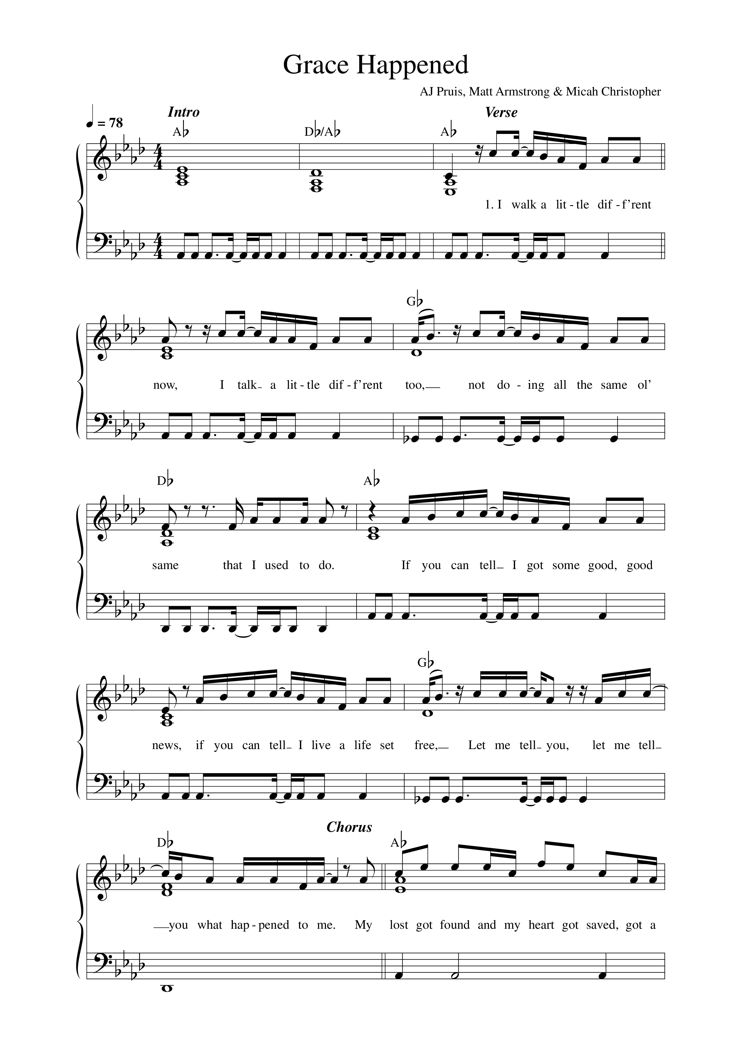 Grace Happened Lead Sheet Melody (Micah Christopher)